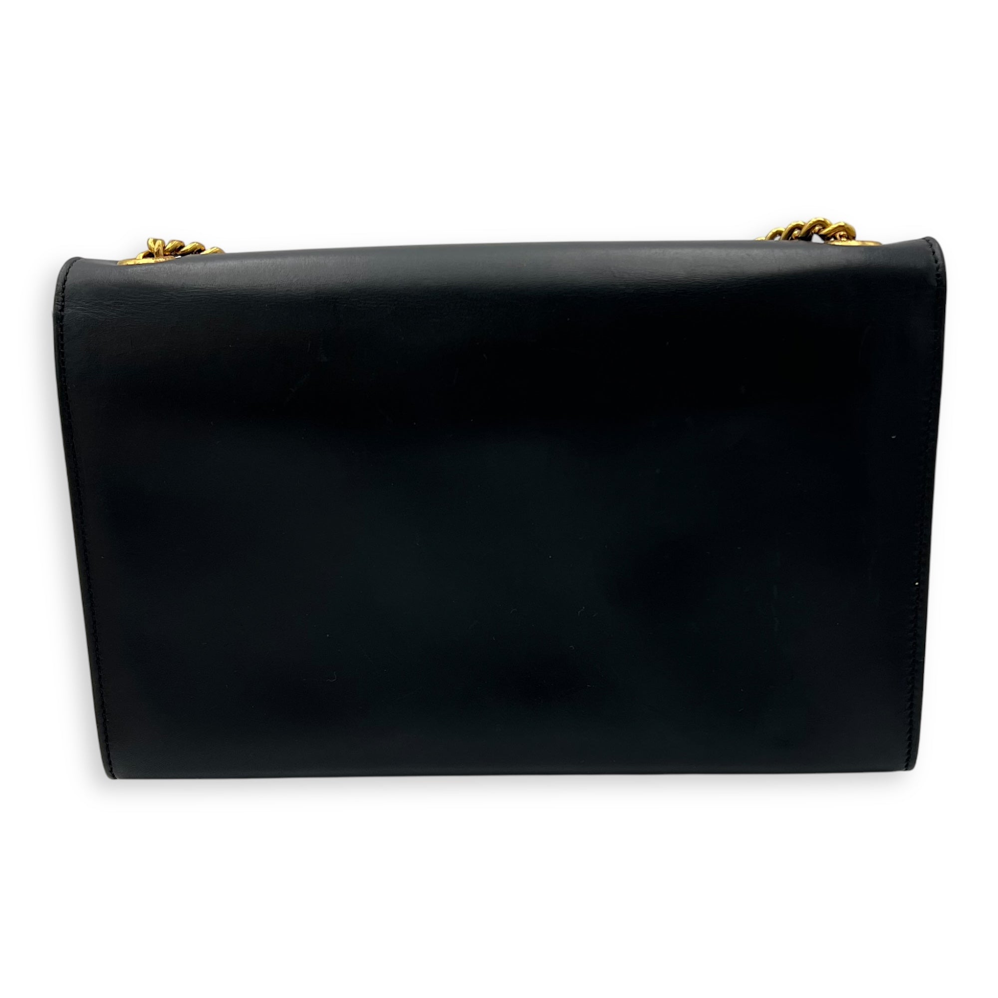 Kate Medium Black Shoulder Bag in Calfskin, Gold hardware