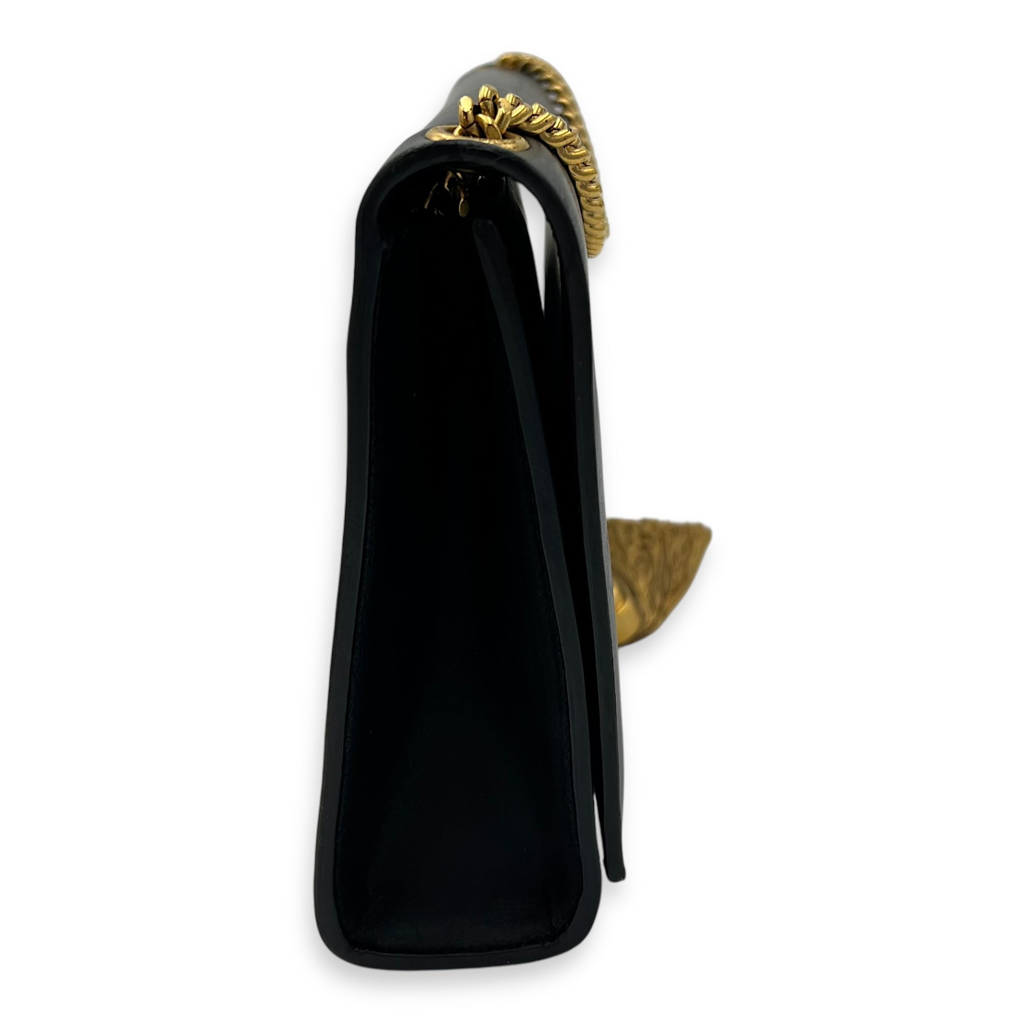 Kate Medium Black Shoulder Bag in Calfskin, Gold hardware