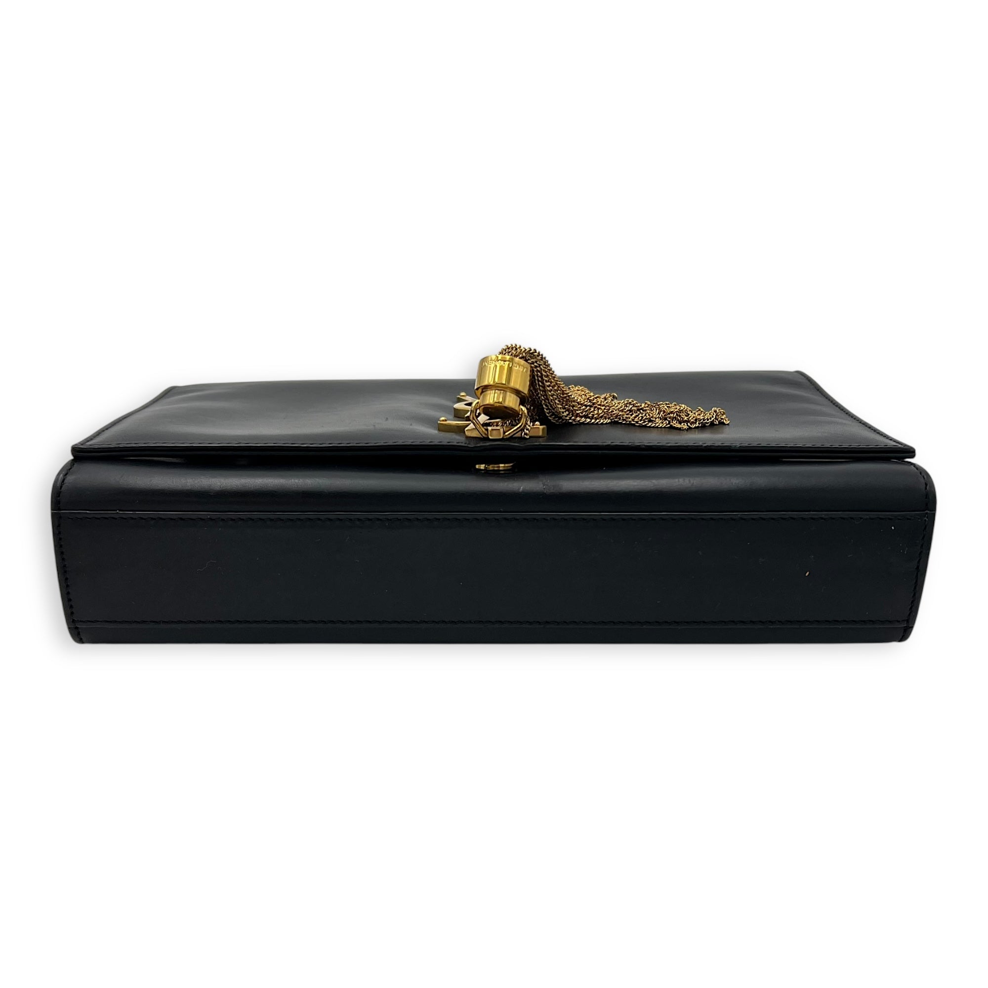 Kate Medium Black Shoulder Bag in Calfskin, Gold hardware