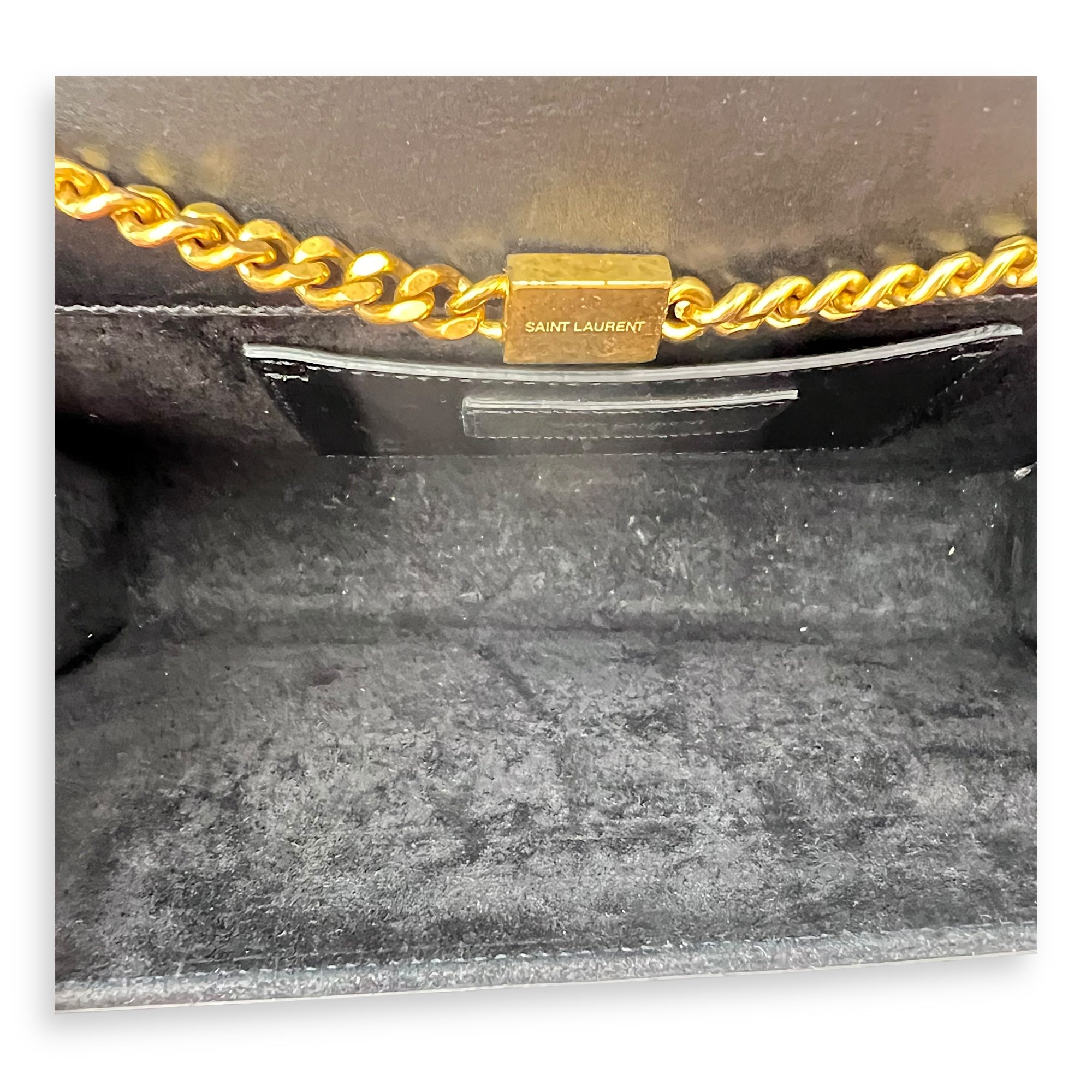 Kate Medium Black Shoulder Bag in Calfskin, Gold hardware
