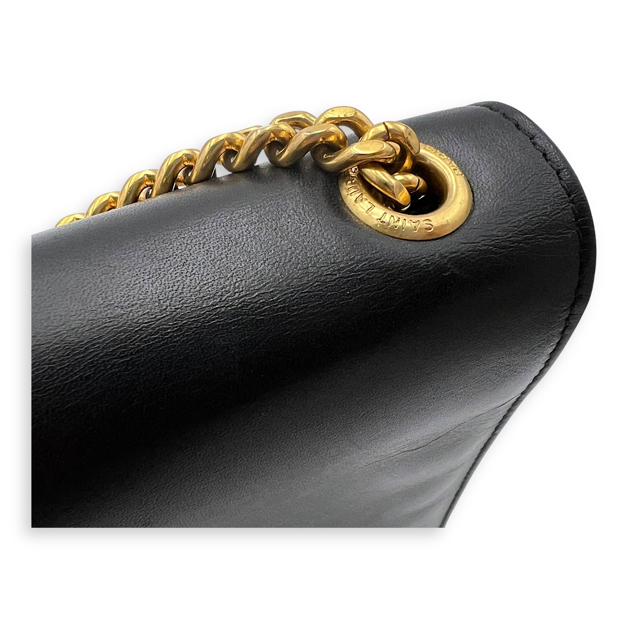 Kate Medium Black Shoulder Bag in Calfskin, Gold hardware