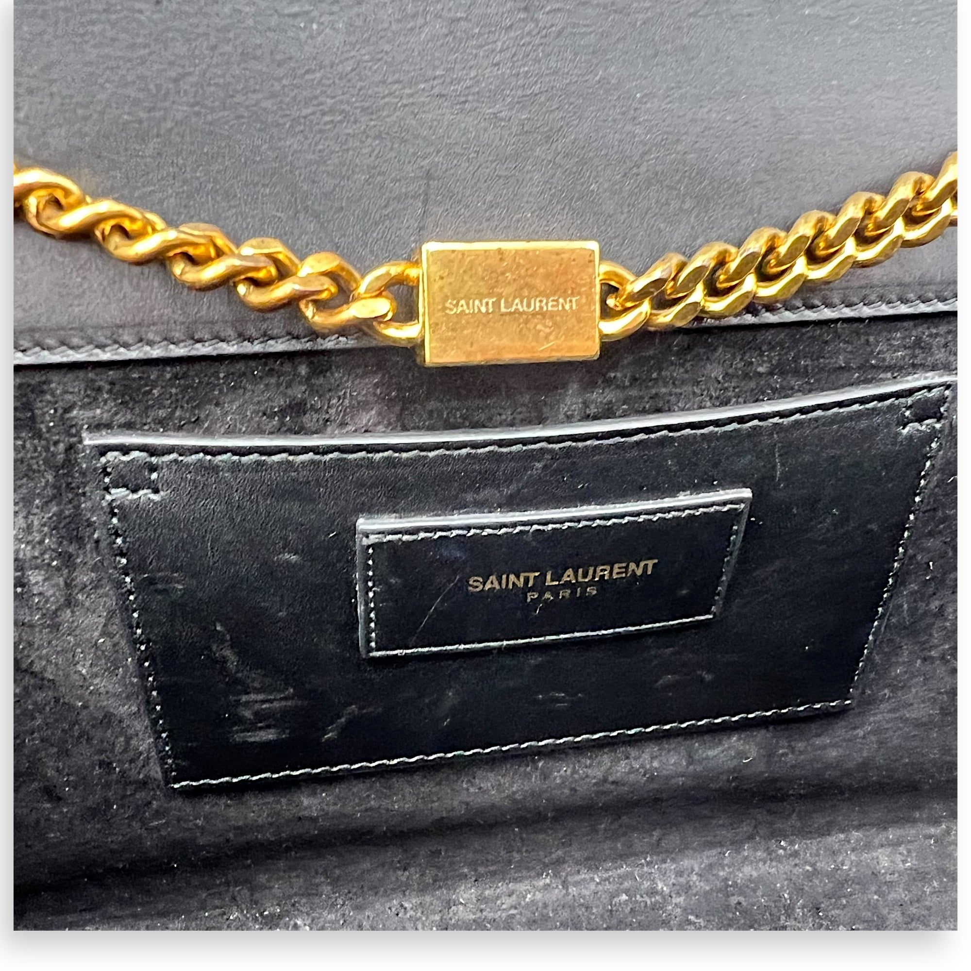 Kate Medium Black Shoulder Bag in Calfskin, Gold hardware