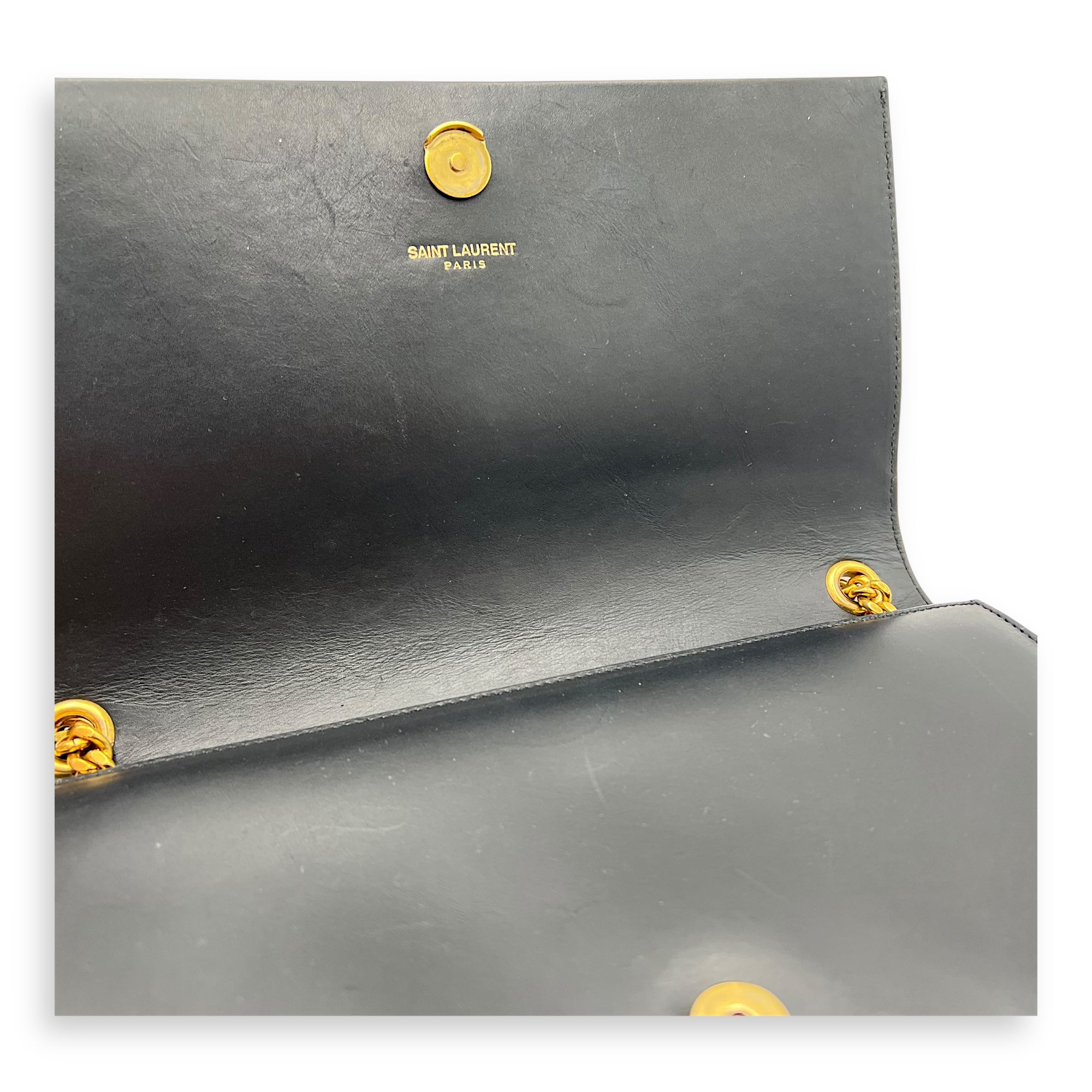 Kate Medium Black Shoulder Bag in Calfskin, Gold hardware