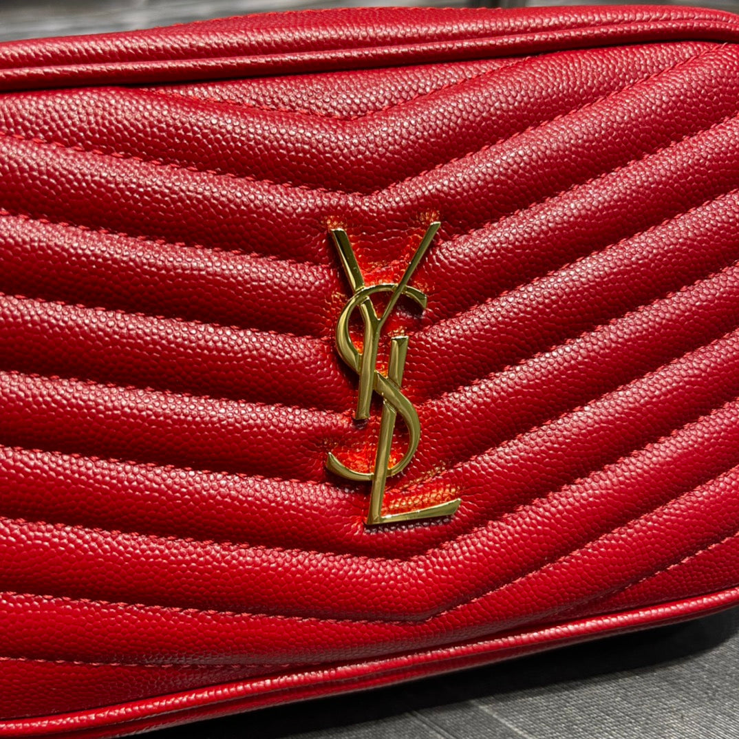 YSL Lou Mini Bag In Quilted Grain De Poudre Embossed Leather