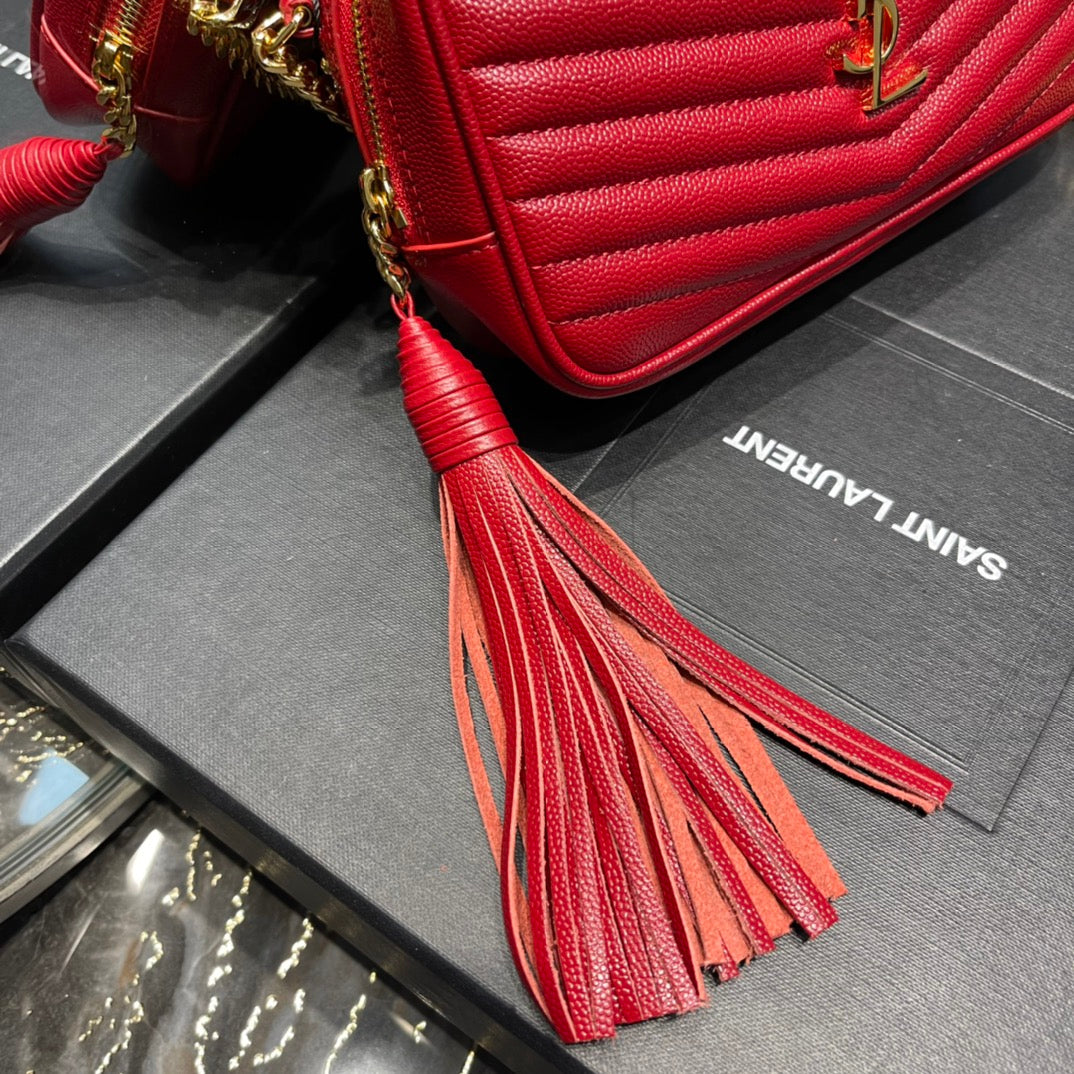 YSL Lou Mini Bag In Quilted Grain De Poudre Embossed Leather