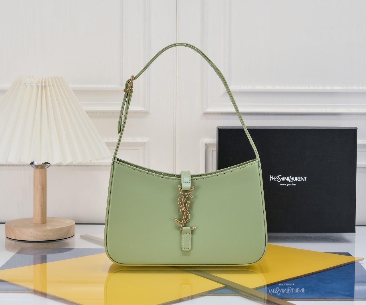 SAINT LAURENT YSL Le 5 à 7 Hobo Bag Leather-Green - Bag