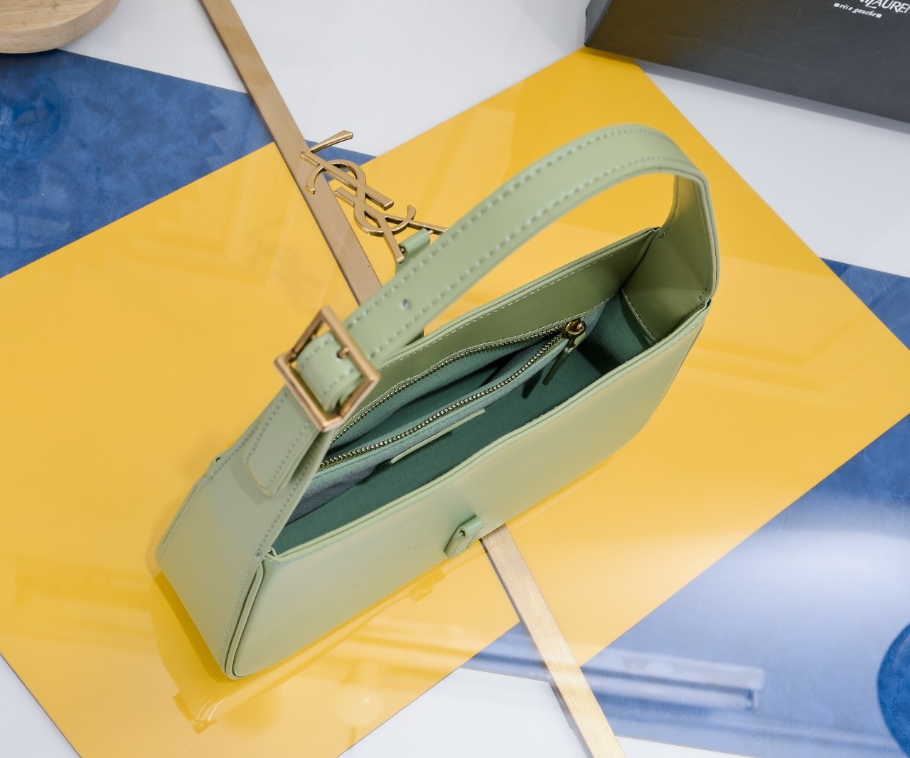 SAINT LAURENT YSL Le 5 à 7 Hobo Bag Leather-Green - Bag