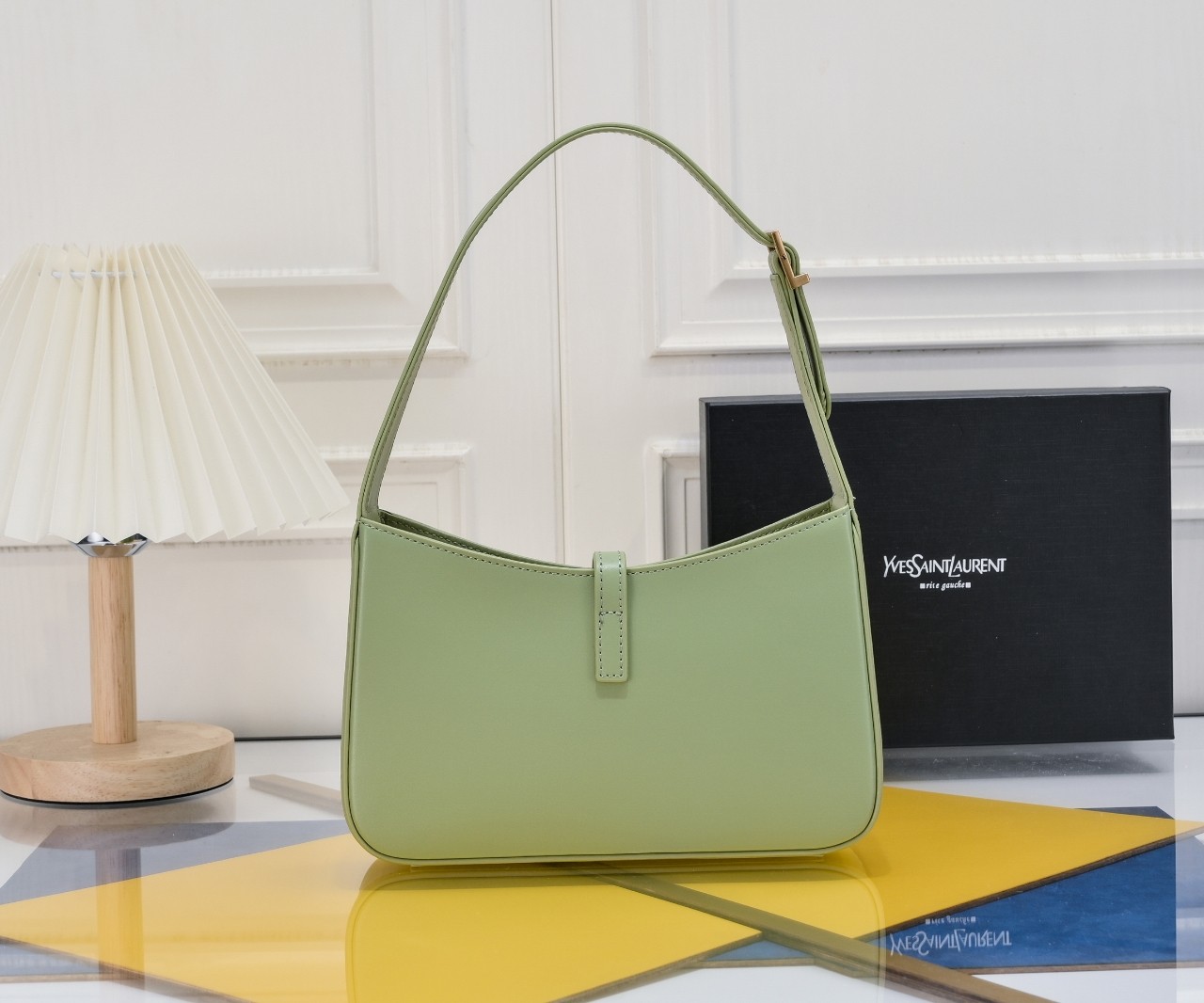 SAINT LAURENT YSL Le 5 à 7 Hobo Bag Leather-Green - Bag