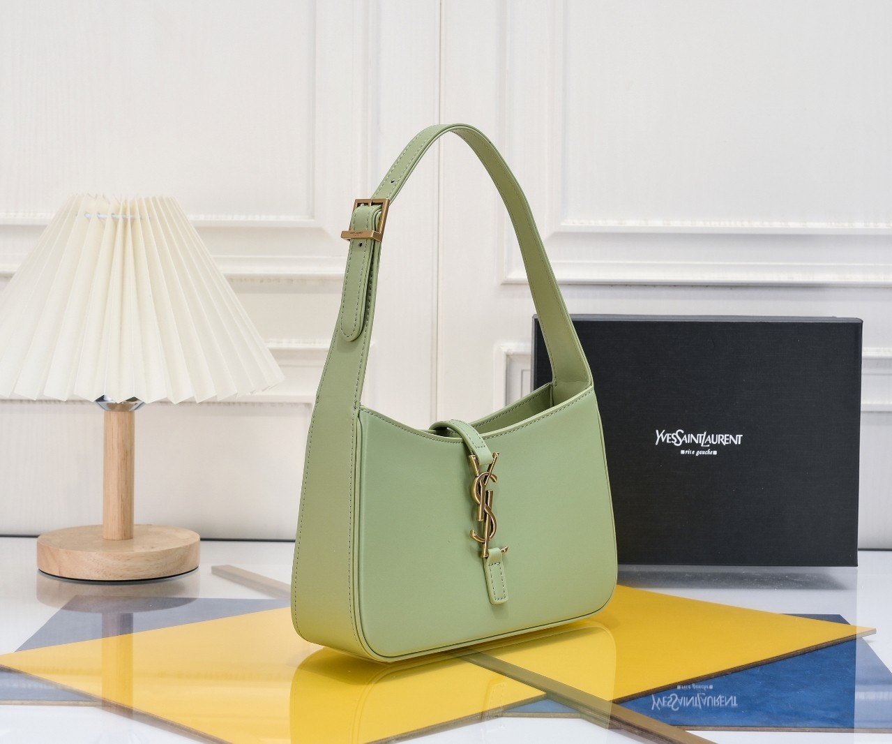 SAINT LAURENT YSL Le 5 à 7 Hobo Bag Leather-Green - Bag