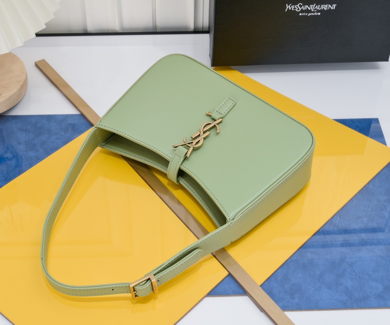 SAINT LAURENT YSL Le 5 à 7 Hobo Bag Leather-Green - Bag
