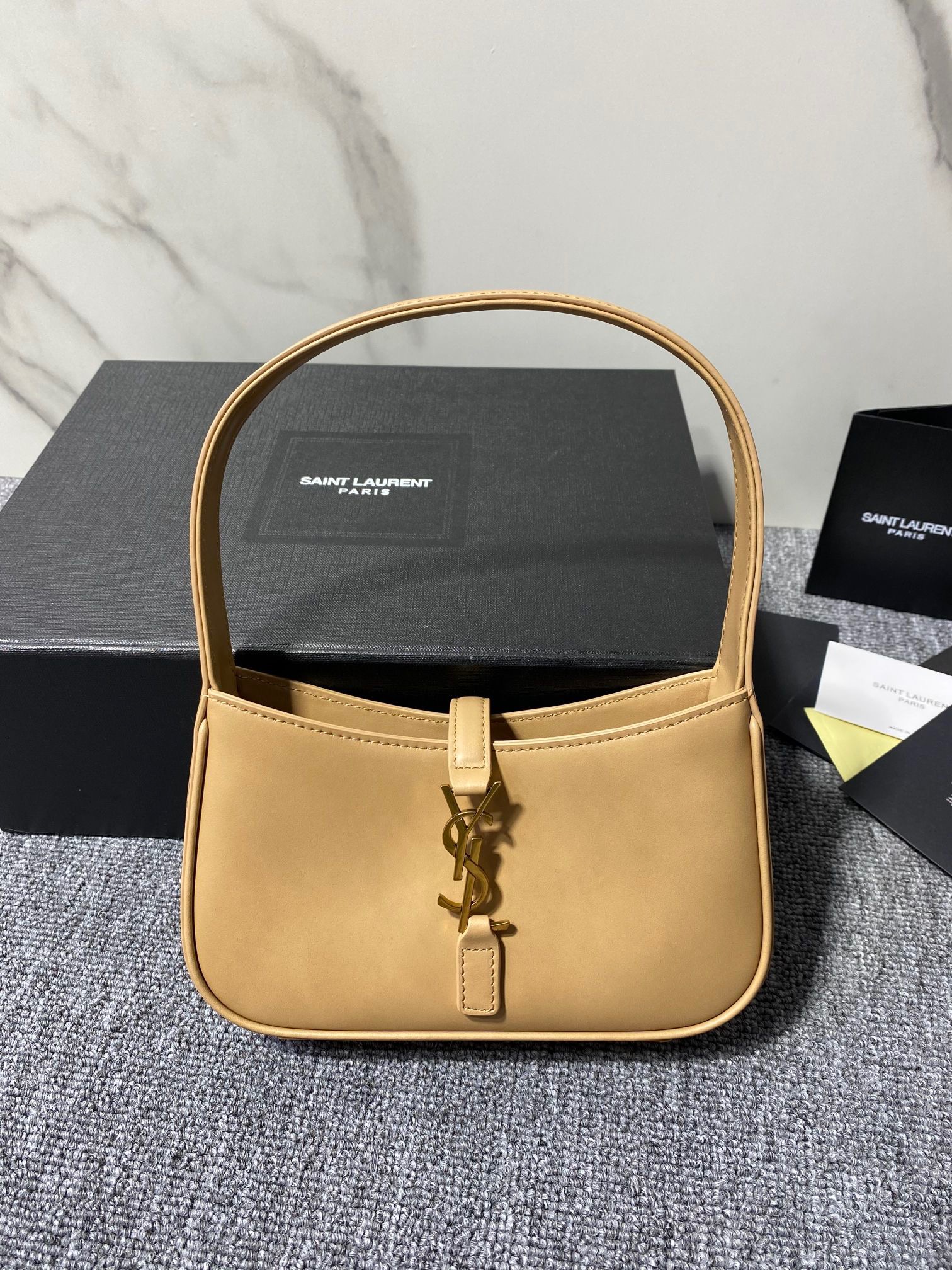 SAINT LAURENT YSL Croc-Embossed Le 5 à 7 Hobo Bag