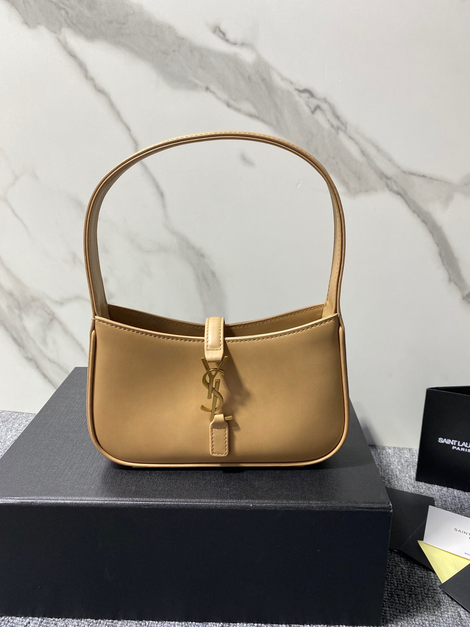 SAINT LAURENT YSL Croc-Embossed Le 5 à 7 Hobo Bag