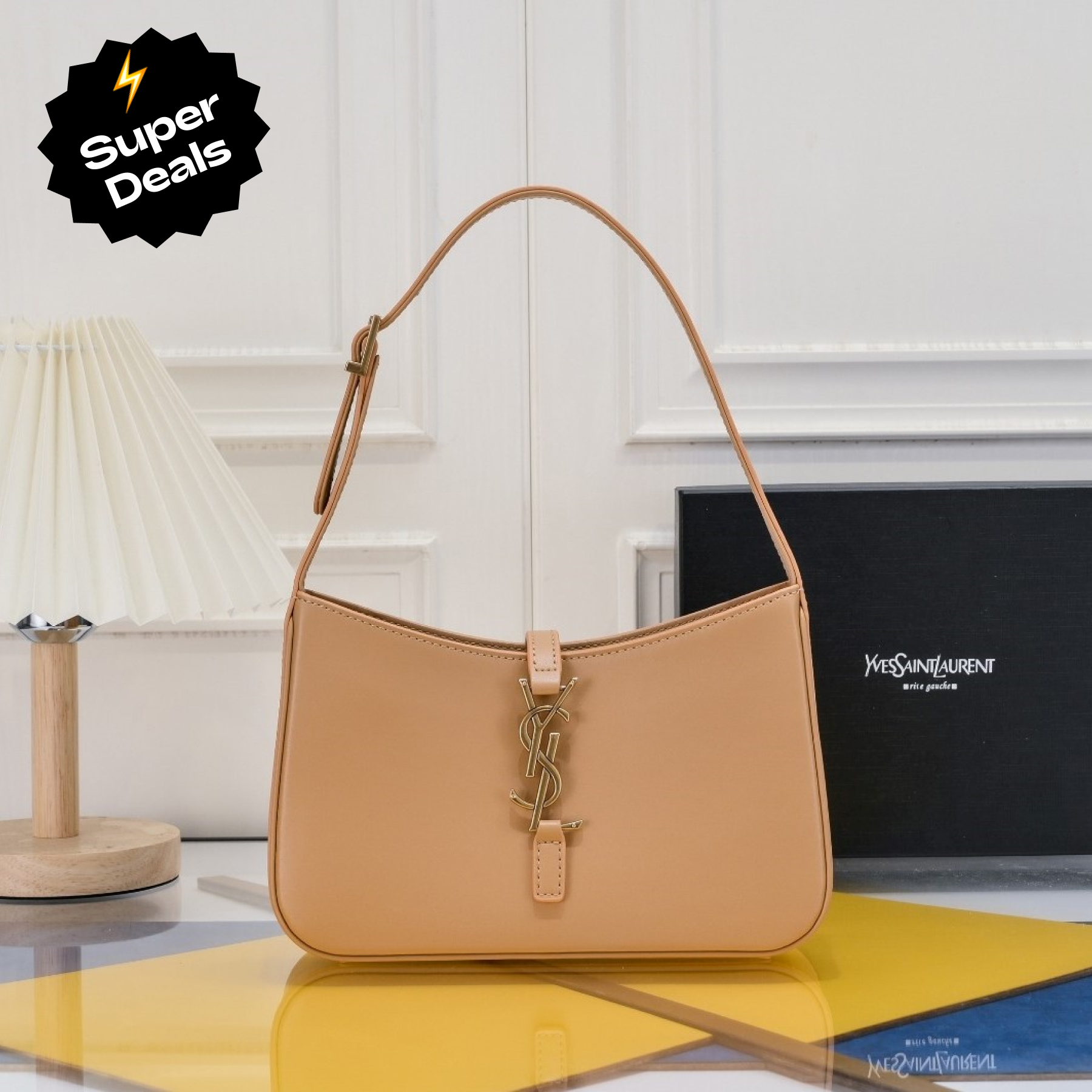 SAINT LAURENT YSL Le 5 à 7 Hobo Bag Leather-Beige - Bag