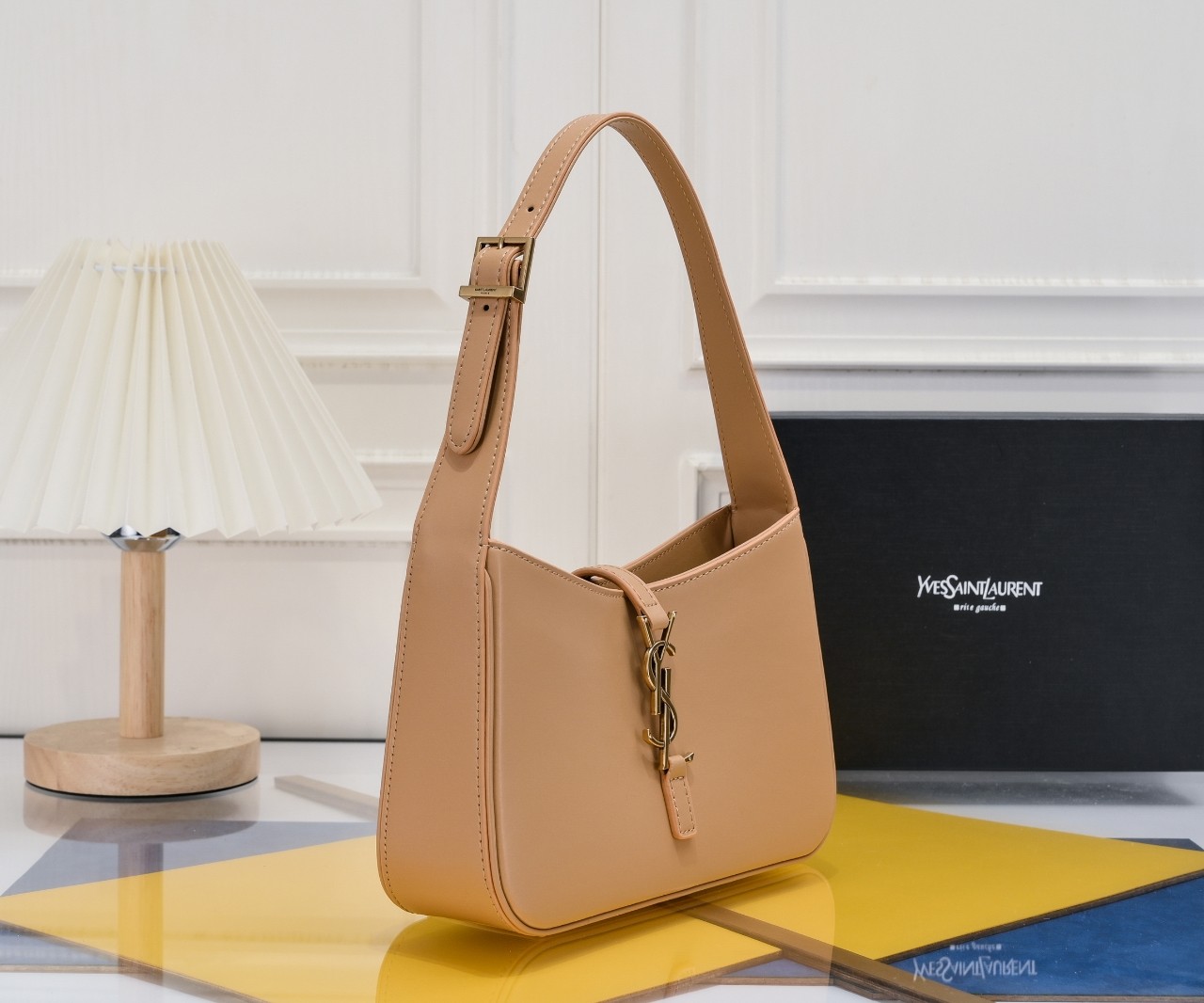 SAINT LAURENT YSL Le 5 à 7 Hobo Bag Leather-Beige - Bag