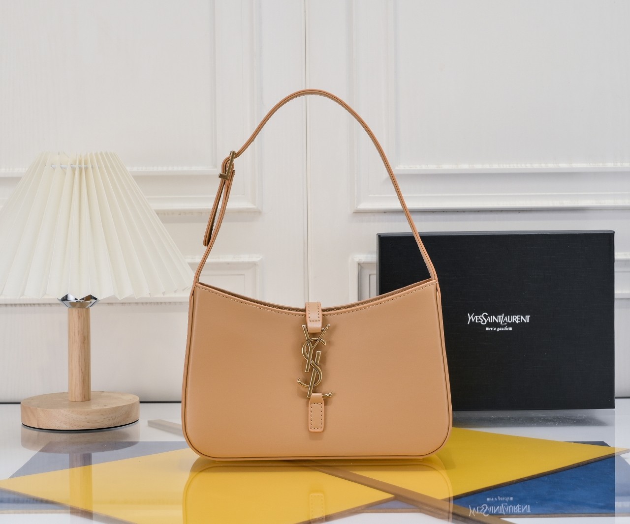 SAINT LAURENT YSL Le 5 à 7 Hobo Bag Leather-Beige - Bag