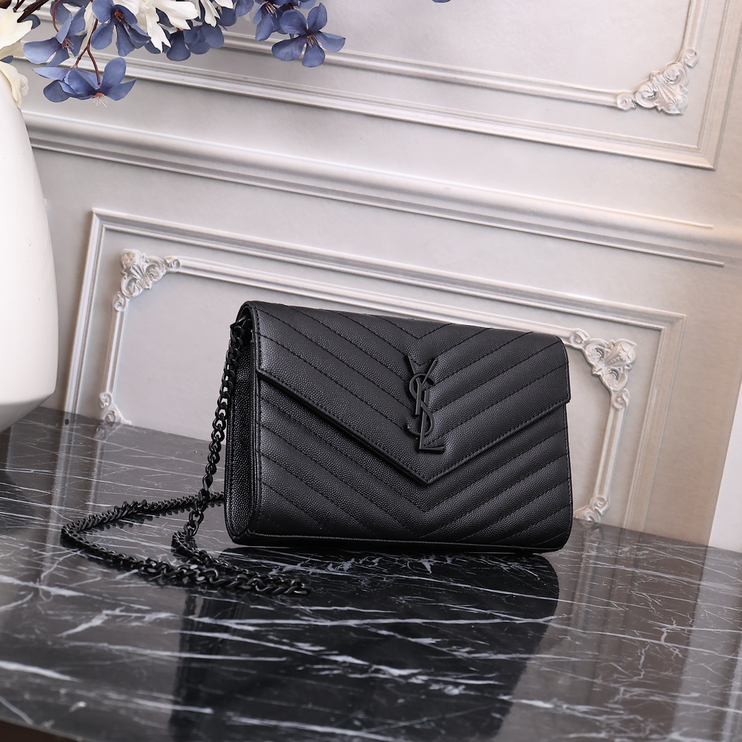 Saint Laurent YSL Cassandre Envelope - Black