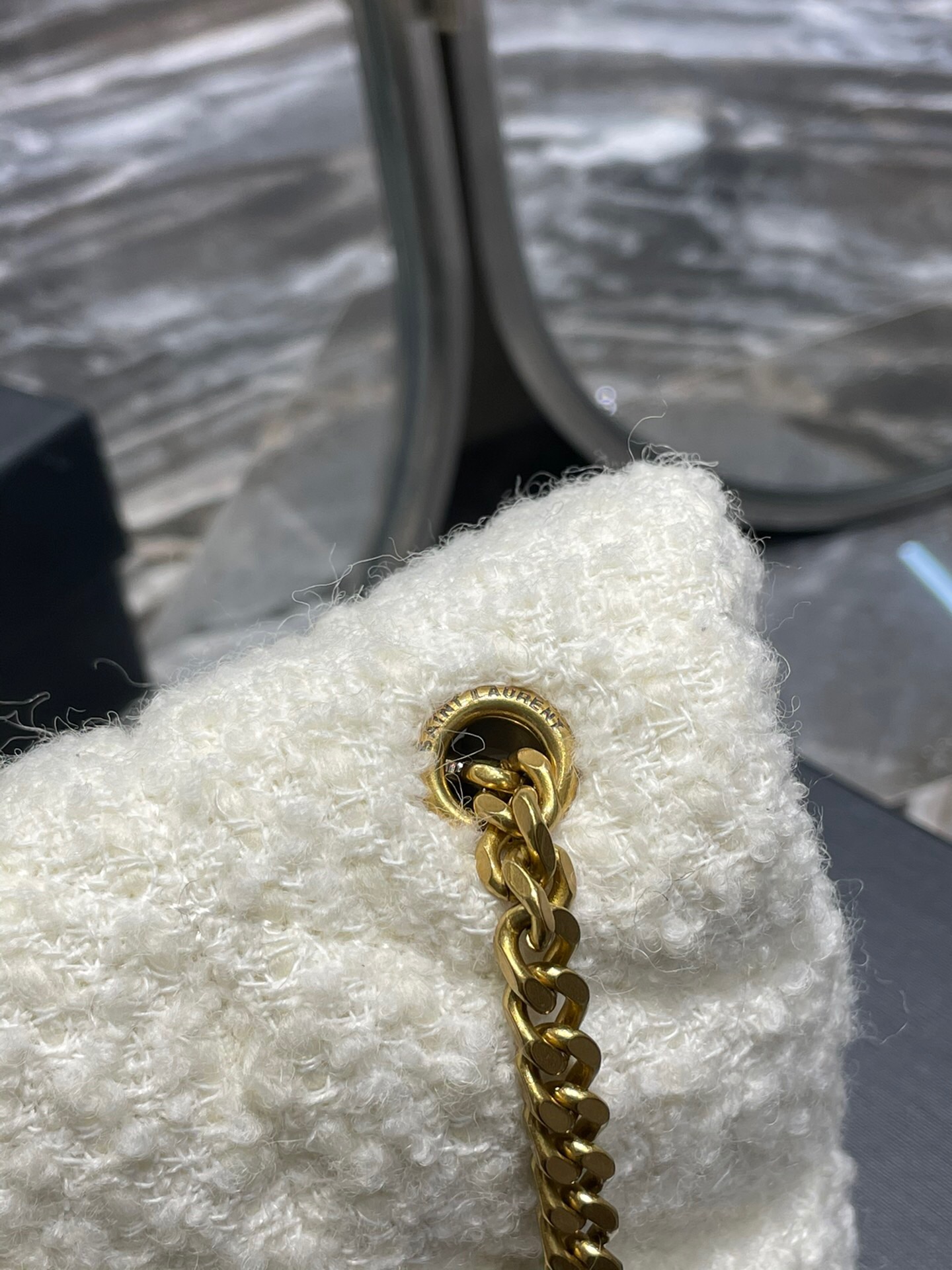 SAINT LAURENT Loulou Puffer small shoulder bag white - Bag