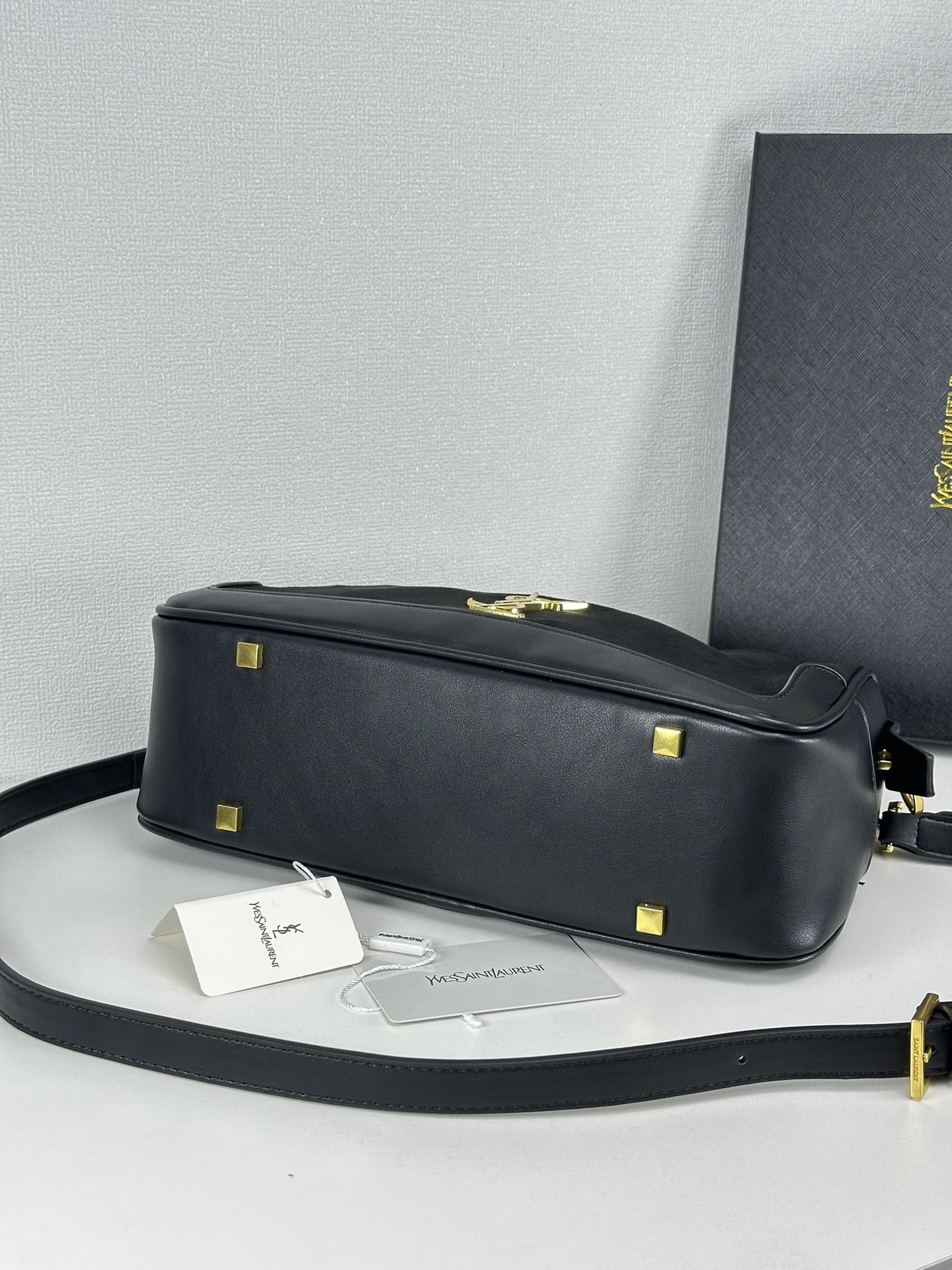 Saint Laurent YSL Vintage Bowling Bag - Black Brushed Leather Bag