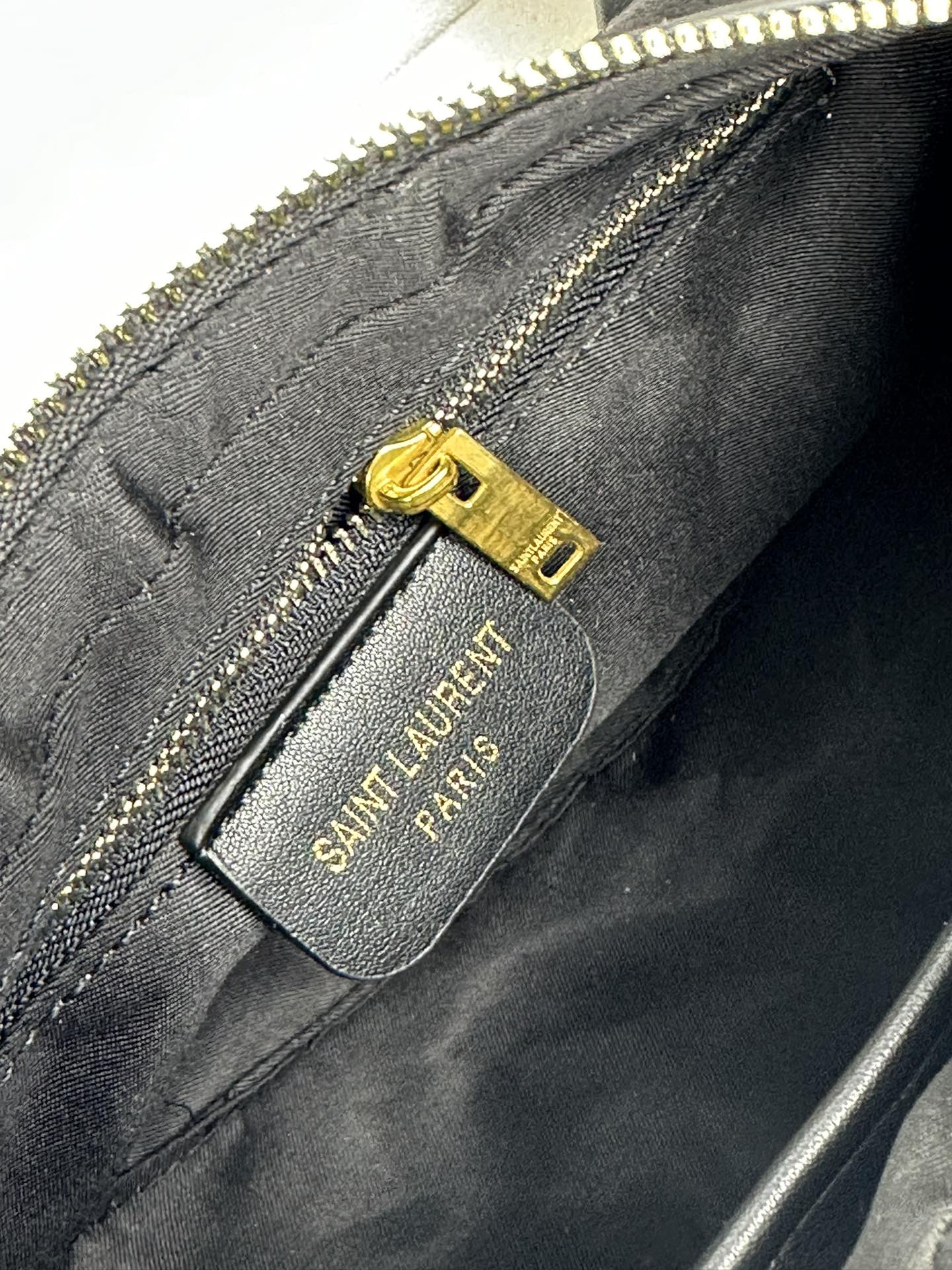 Saint Laurent YSL Vintage Bowling Bag - Black Brushed Leather Bag