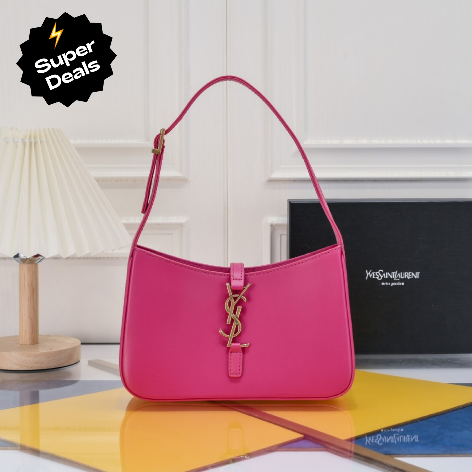 SAINT LAURENT YSL Le 5 à 7 Hobo Bag Leather-Pink Bag