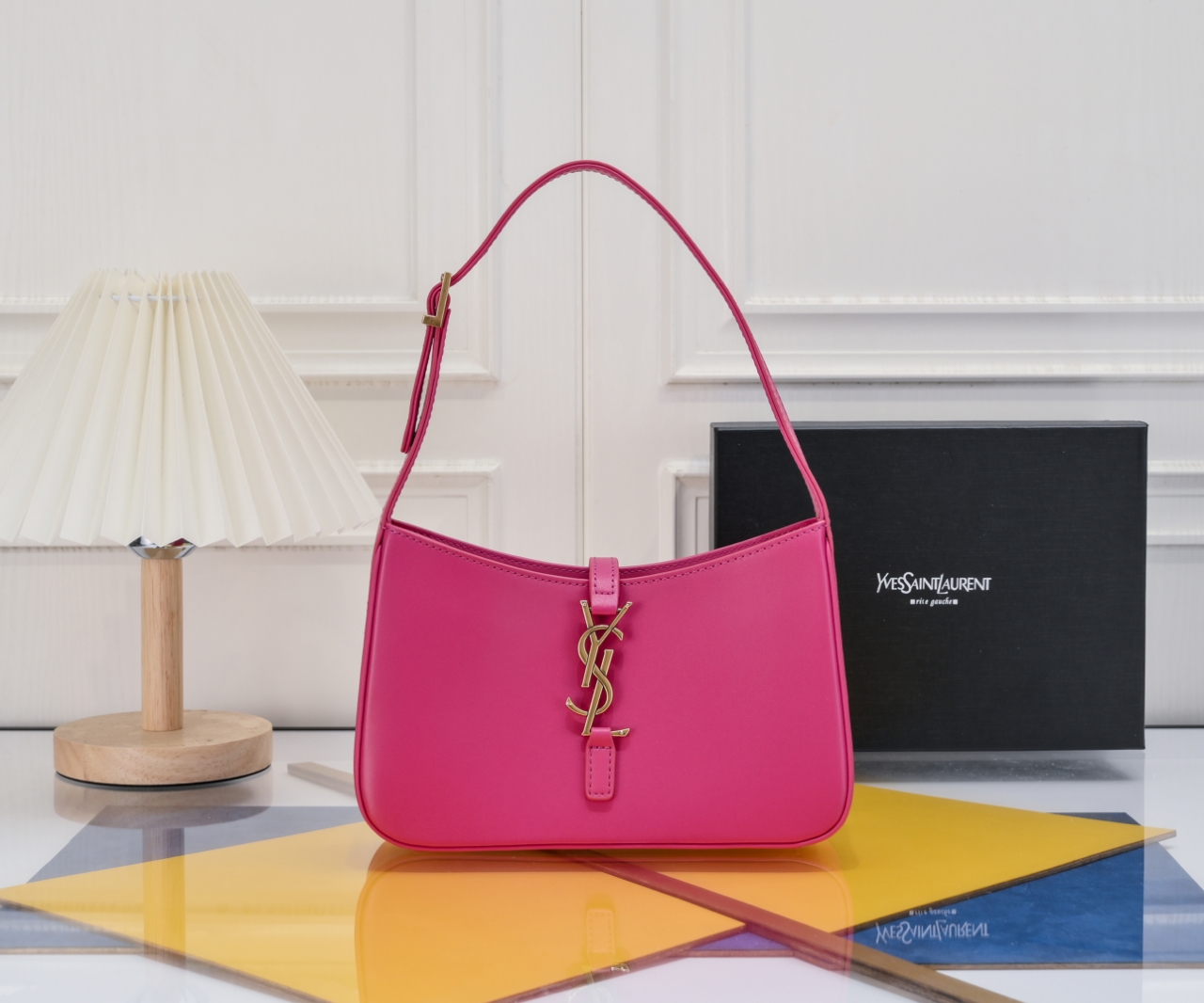 SAINT LAURENT YSL Le 5 à 7 Hobo Bag Leather-Pink Bag