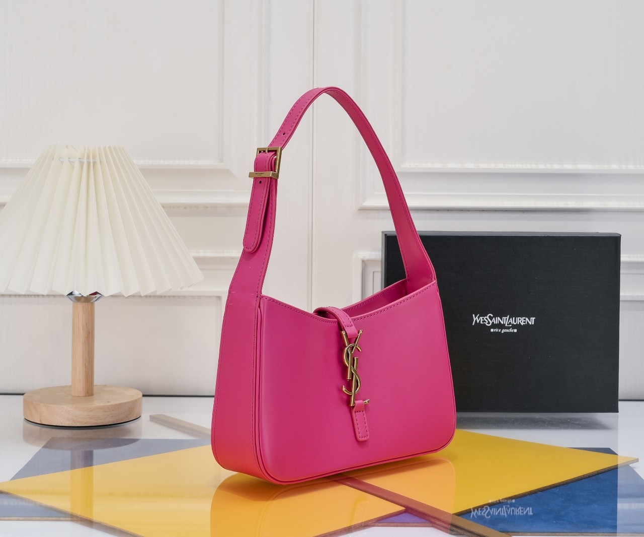 SAINT LAURENT YSL Le 5 à 7 Hobo Bag Leather-Pink Bag