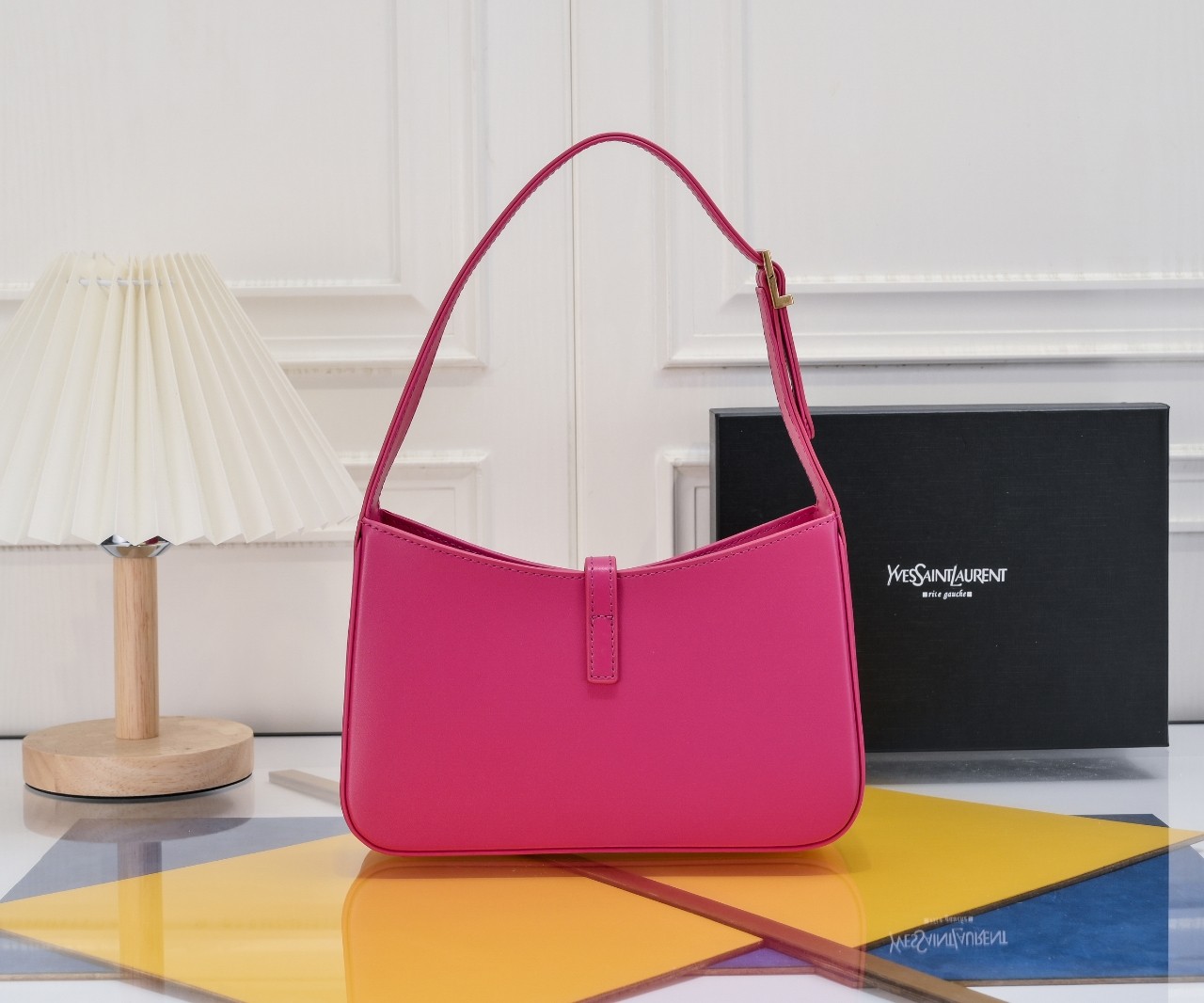 SAINT LAURENT YSL Le 5 à 7 Hobo Bag Leather-Pink Bag