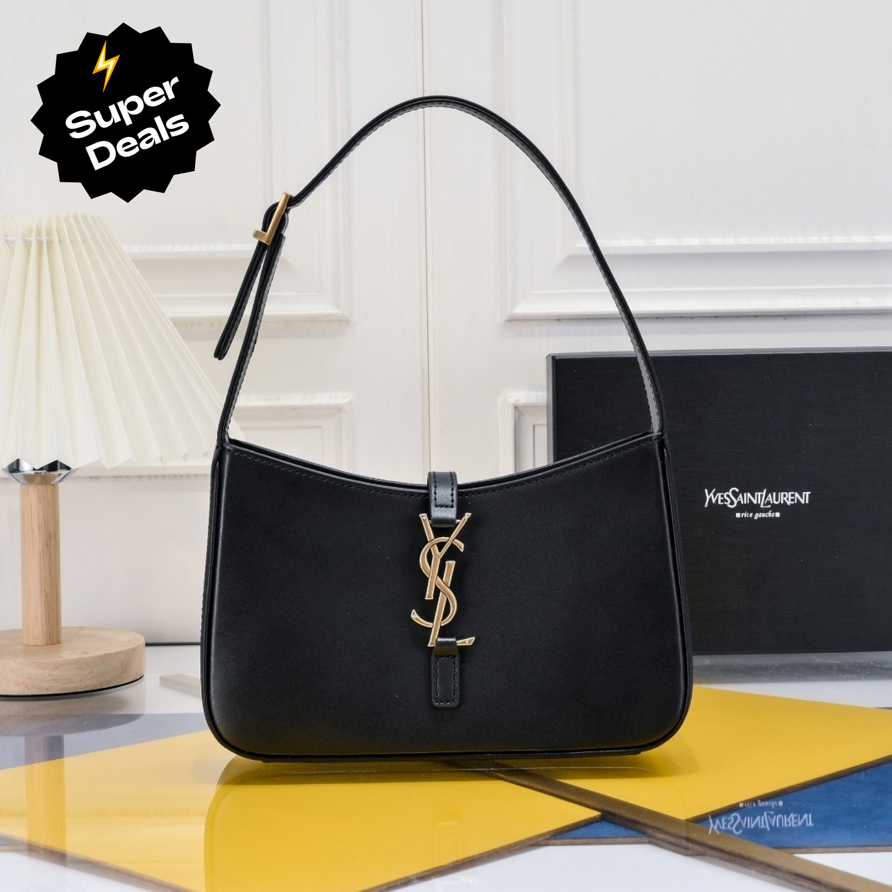 SAINT LAURENT YSL Le 5 à 7 Hobo Bag Leather-Black - Bag