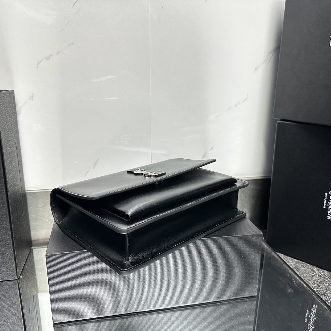Saint Laurent YSL Sunset medium leather cross-body bag Black Sliver - Bag