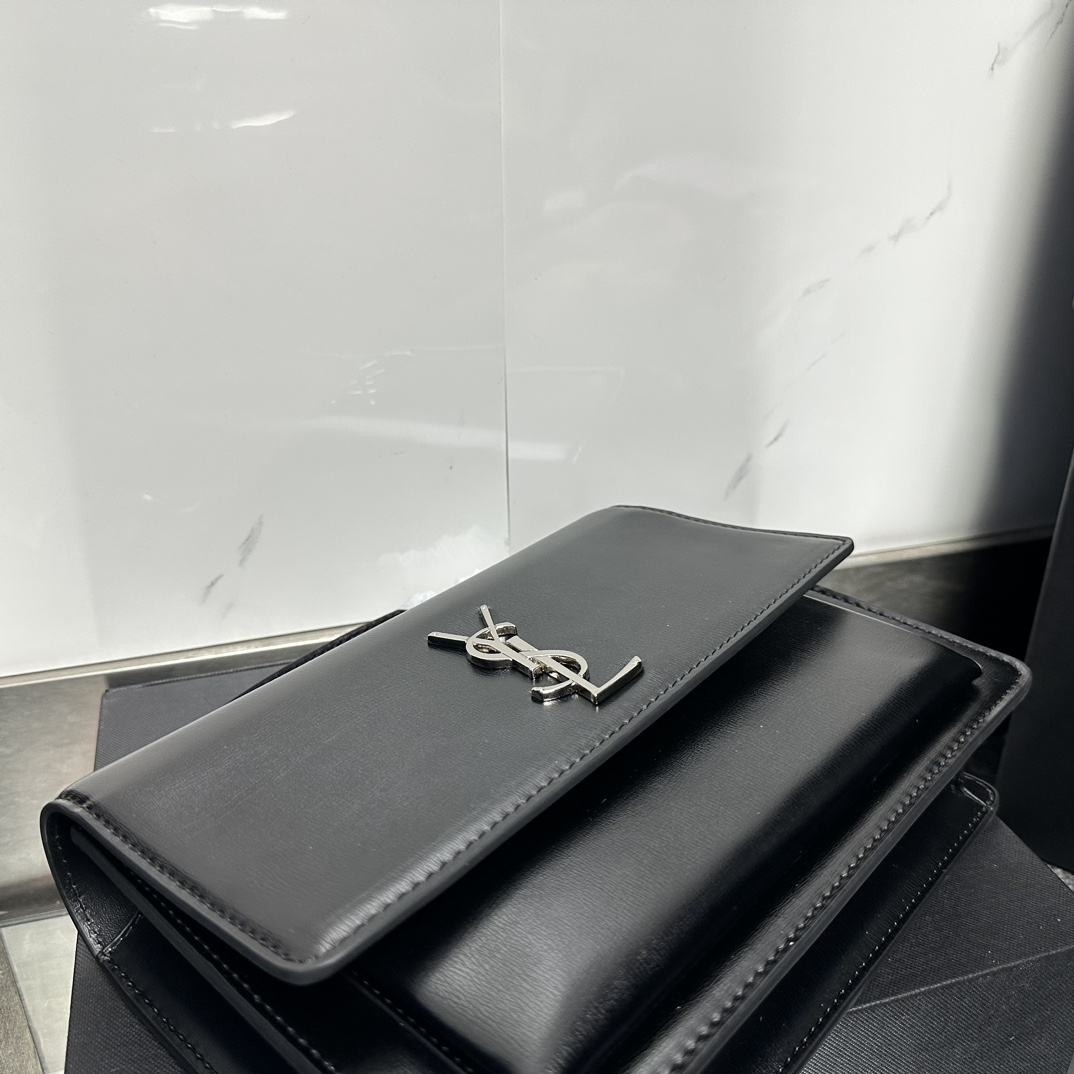 Saint Laurent YSL Sunset medium leather cross-body bag Black Sliver - Bag