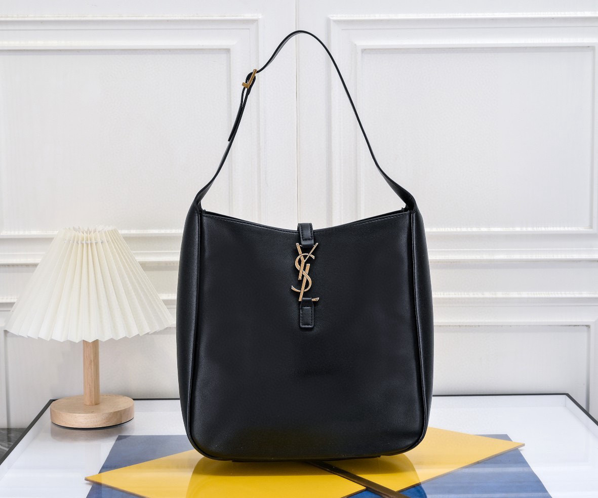 YSL Saint Laurent LE 5 À 7 Grain Leather Soft Handbag - Large