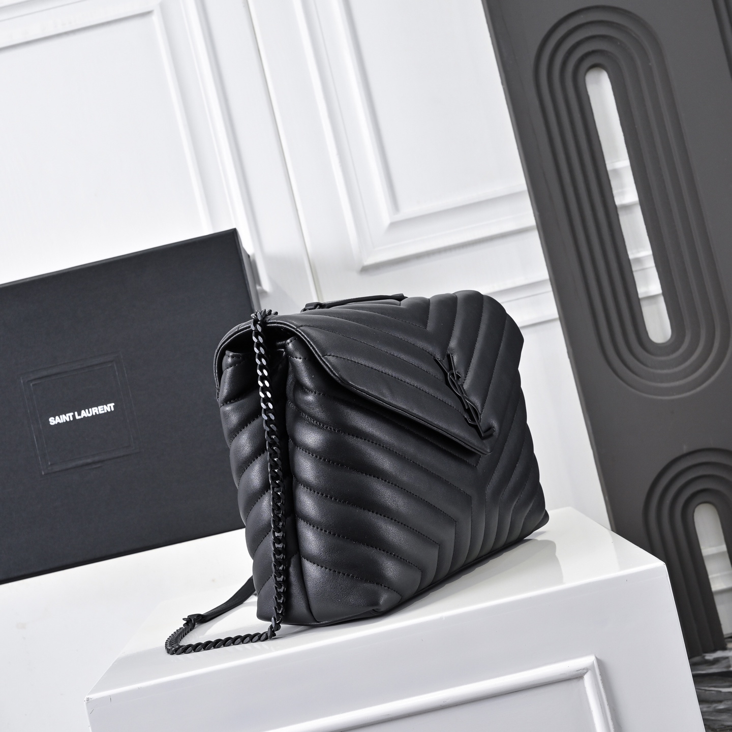 [TOP]SAINT LAURENT Loulou Quilted Leather Shoulder Bag Black - Bag