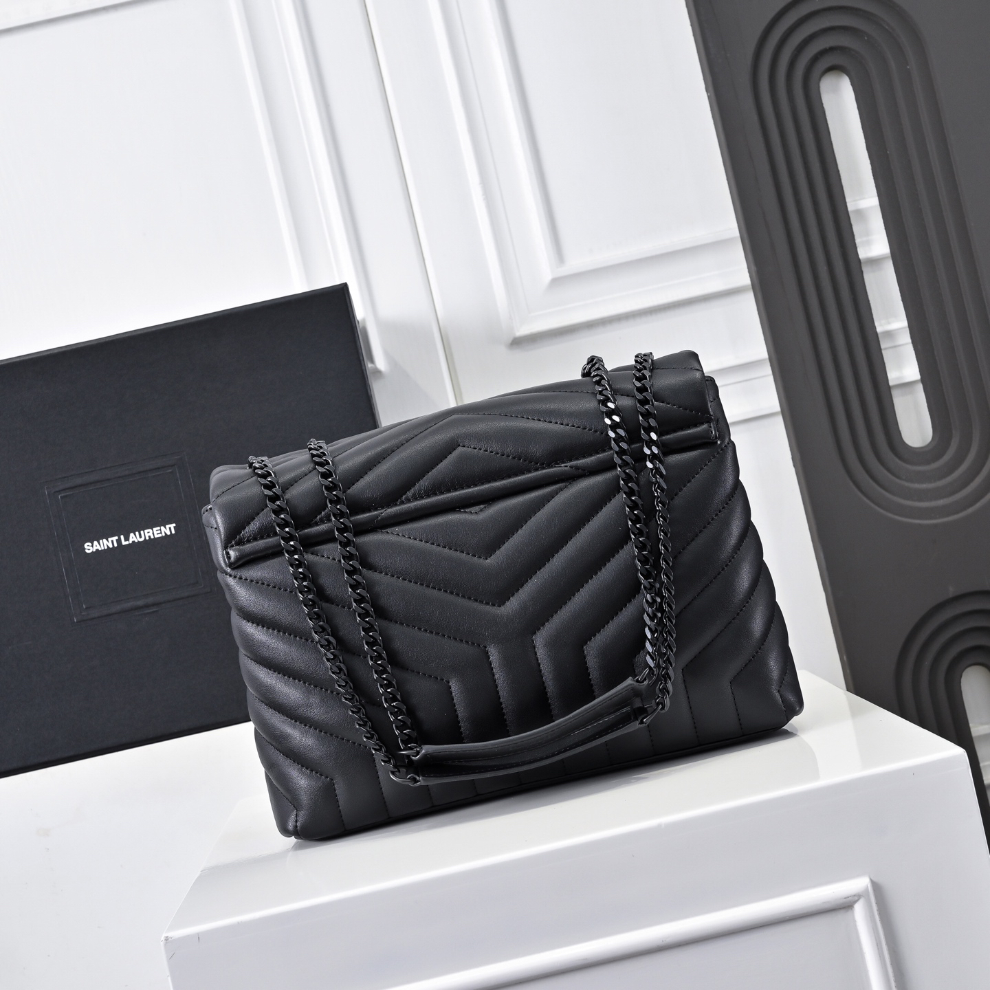[TOP]SAINT LAURENT Loulou Quilted Leather Shoulder Bag Black - Bag