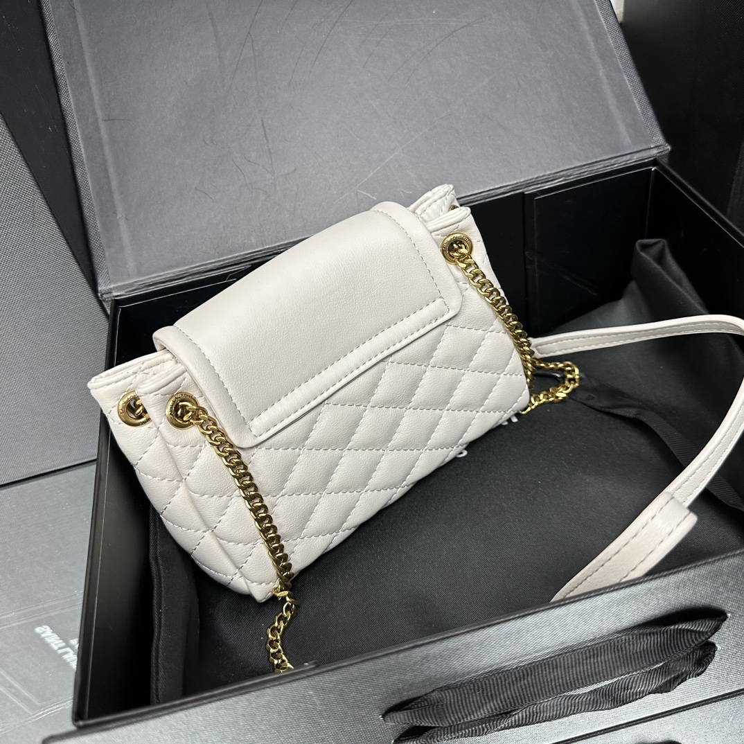 SAINT LAURENT Calfskin Quilted Monogram Mini Nolita White Soft - Bag