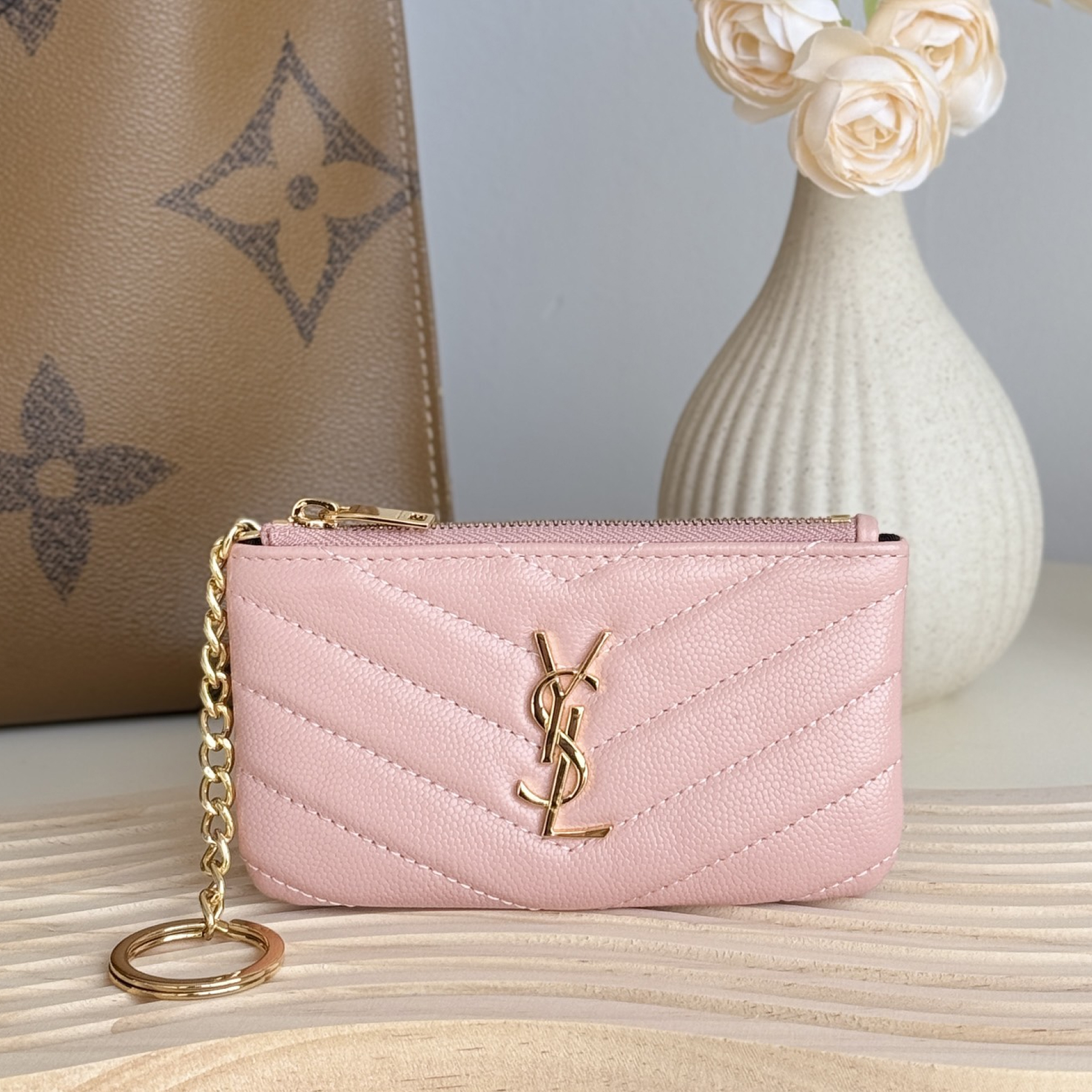 Saint Laurent Ball-Patterned Cowhide Wallet -Pink Wallet