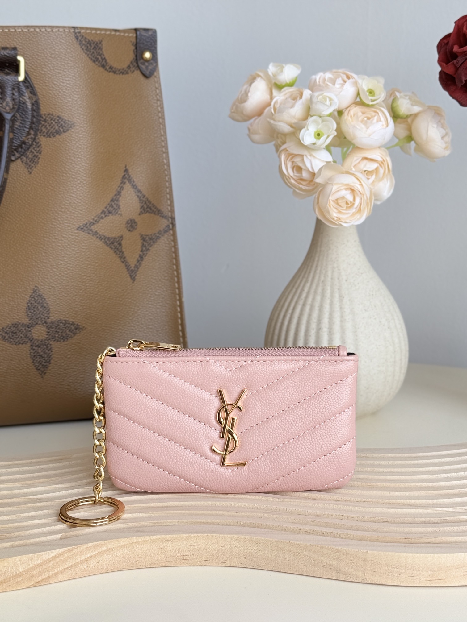 Saint Laurent Ball-Patterned Cowhide Wallet -Pink Wallet
