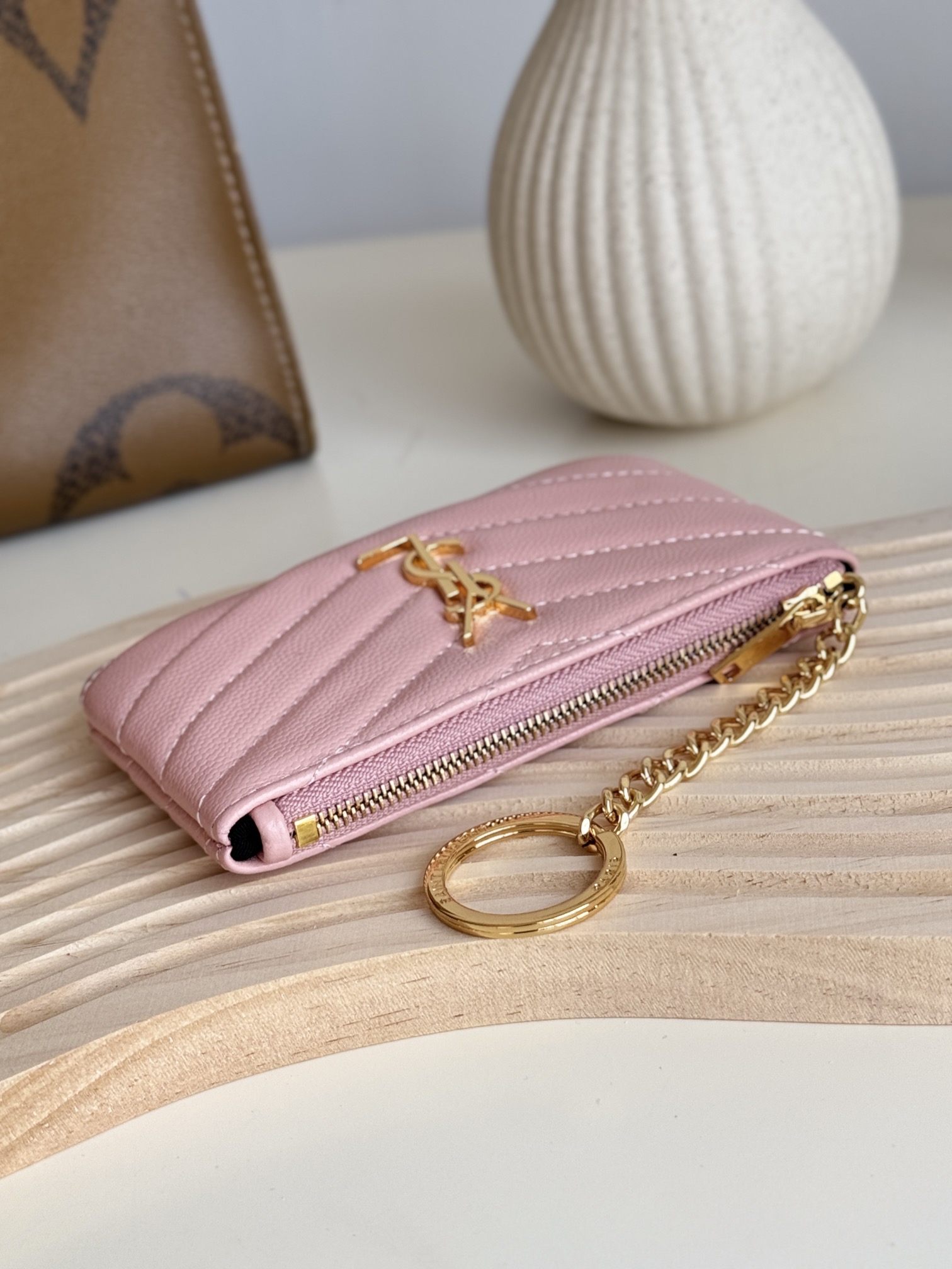 Saint Laurent Ball-Patterned Cowhide Wallet -Pink Wallet