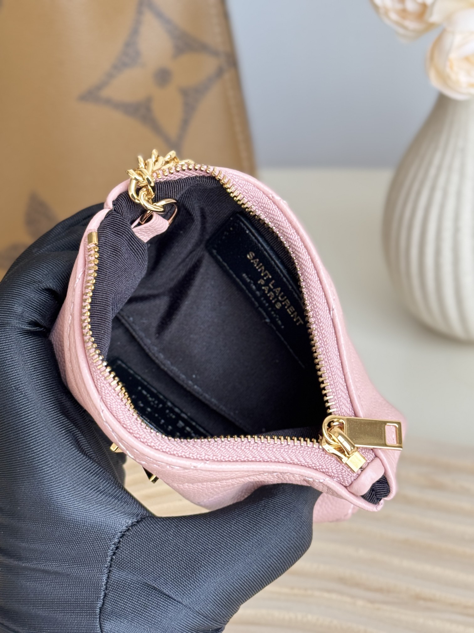 Saint Laurent Ball-Patterned Cowhide Wallet -Pink Wallet