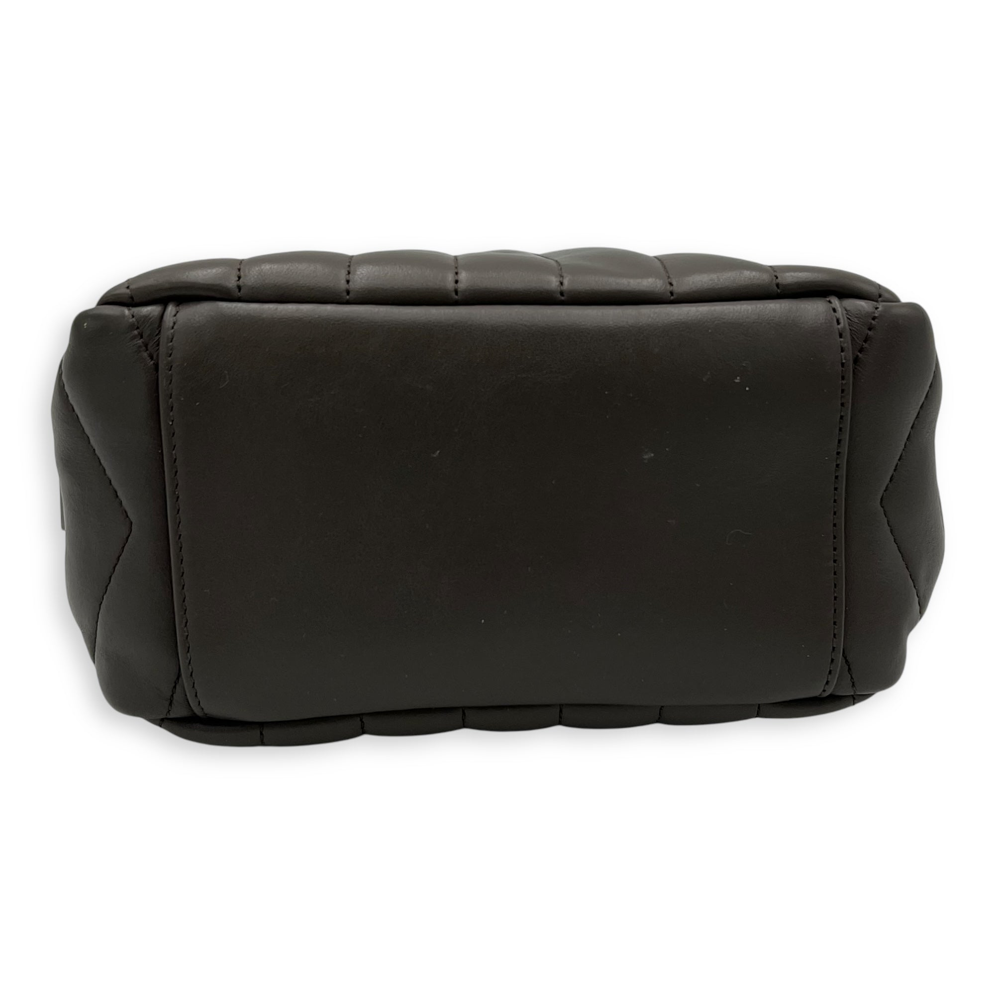 Bowler Grey Shoulder Bag in Calfskin, Silver hardware