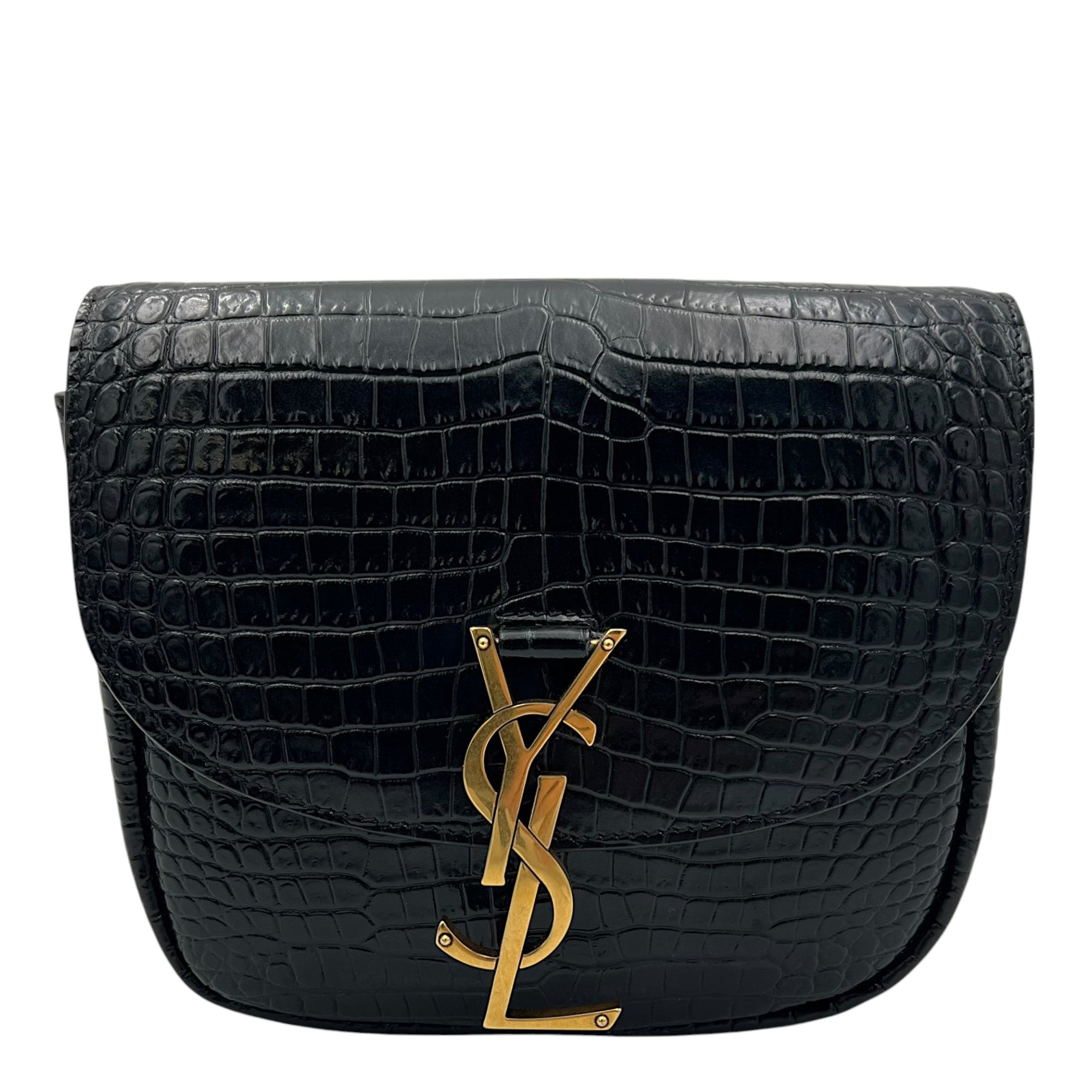 Kaia Crossbody Bag Black in Python Embossed Calfskin, Gold hardware