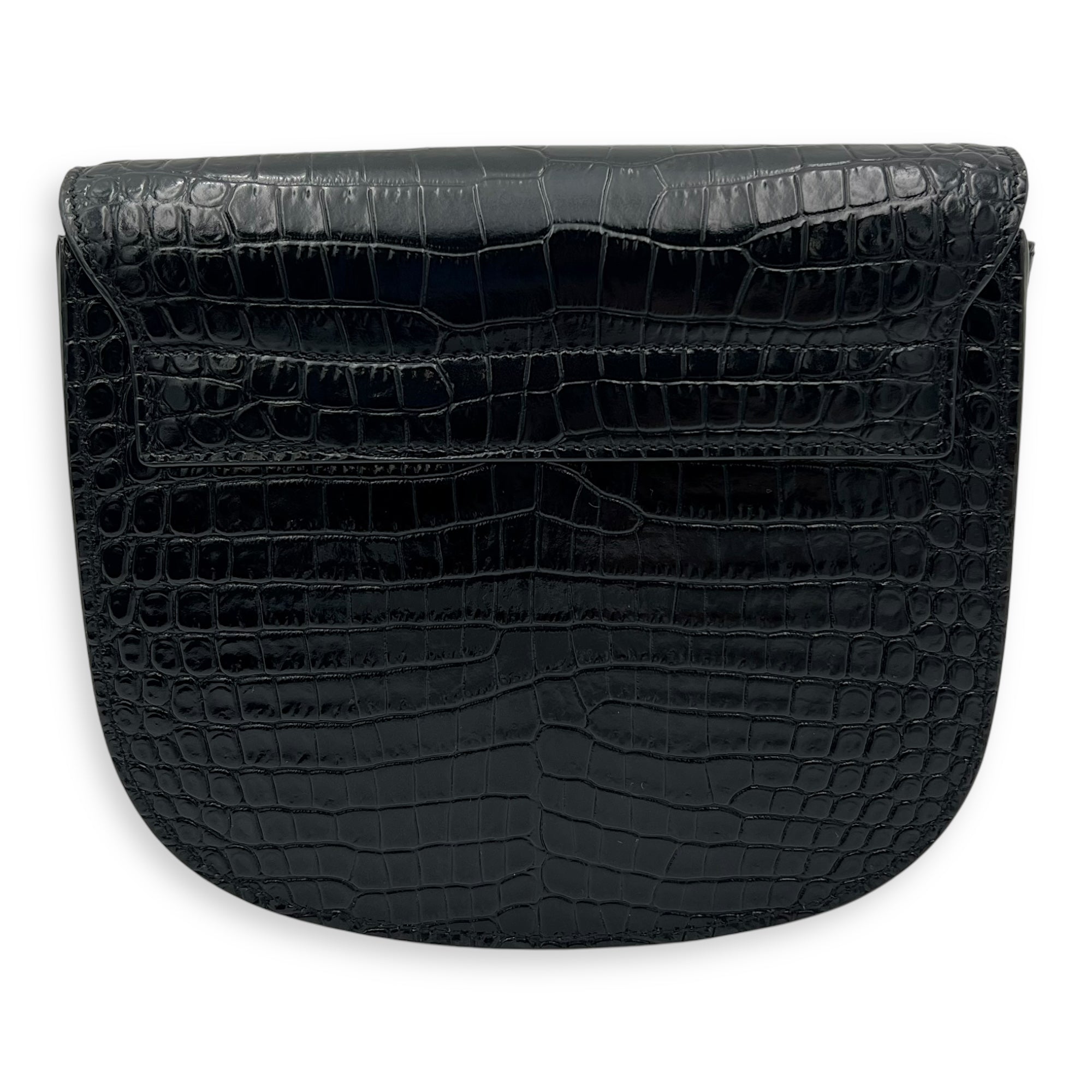 Kaia Crossbody Bag Black in Python Embossed Calfskin, Gold hardware