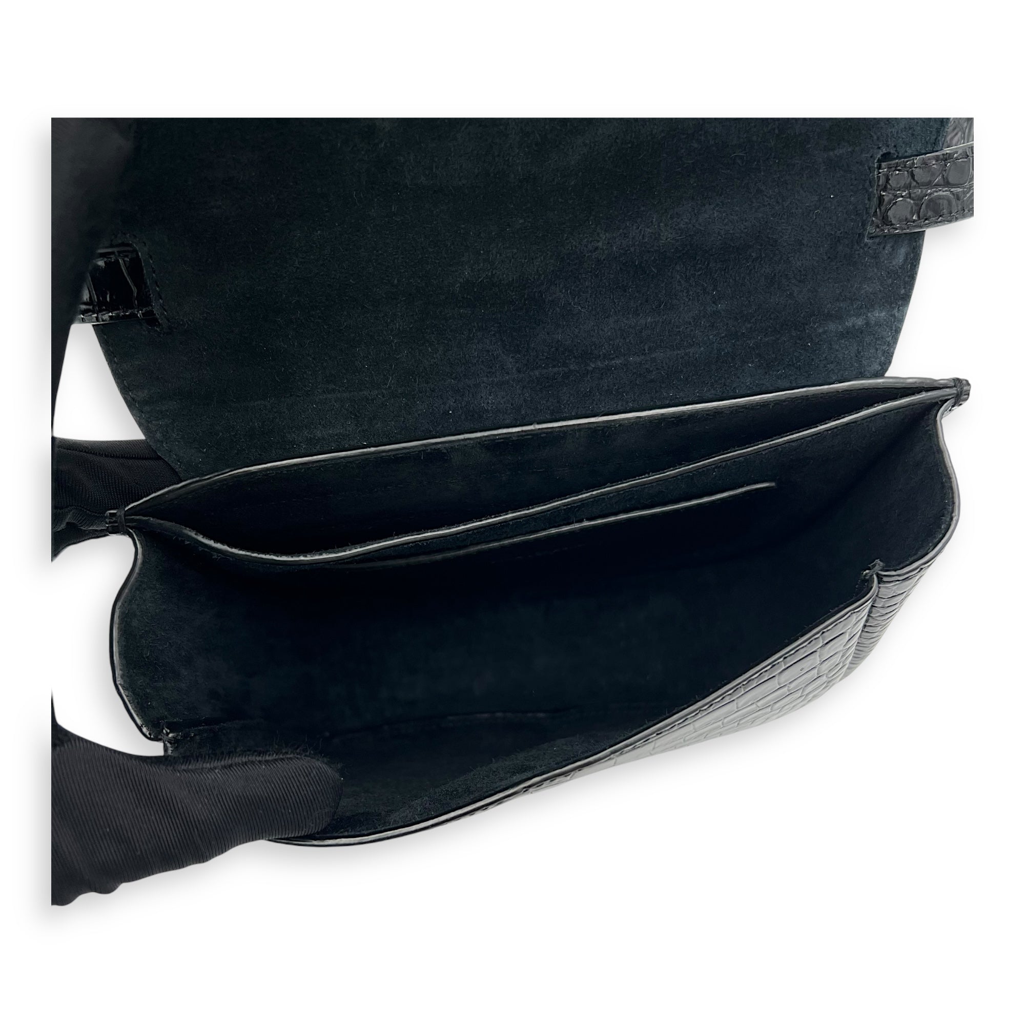 Kaia Crossbody Bag Black in Python Embossed Calfskin, Gold hardware