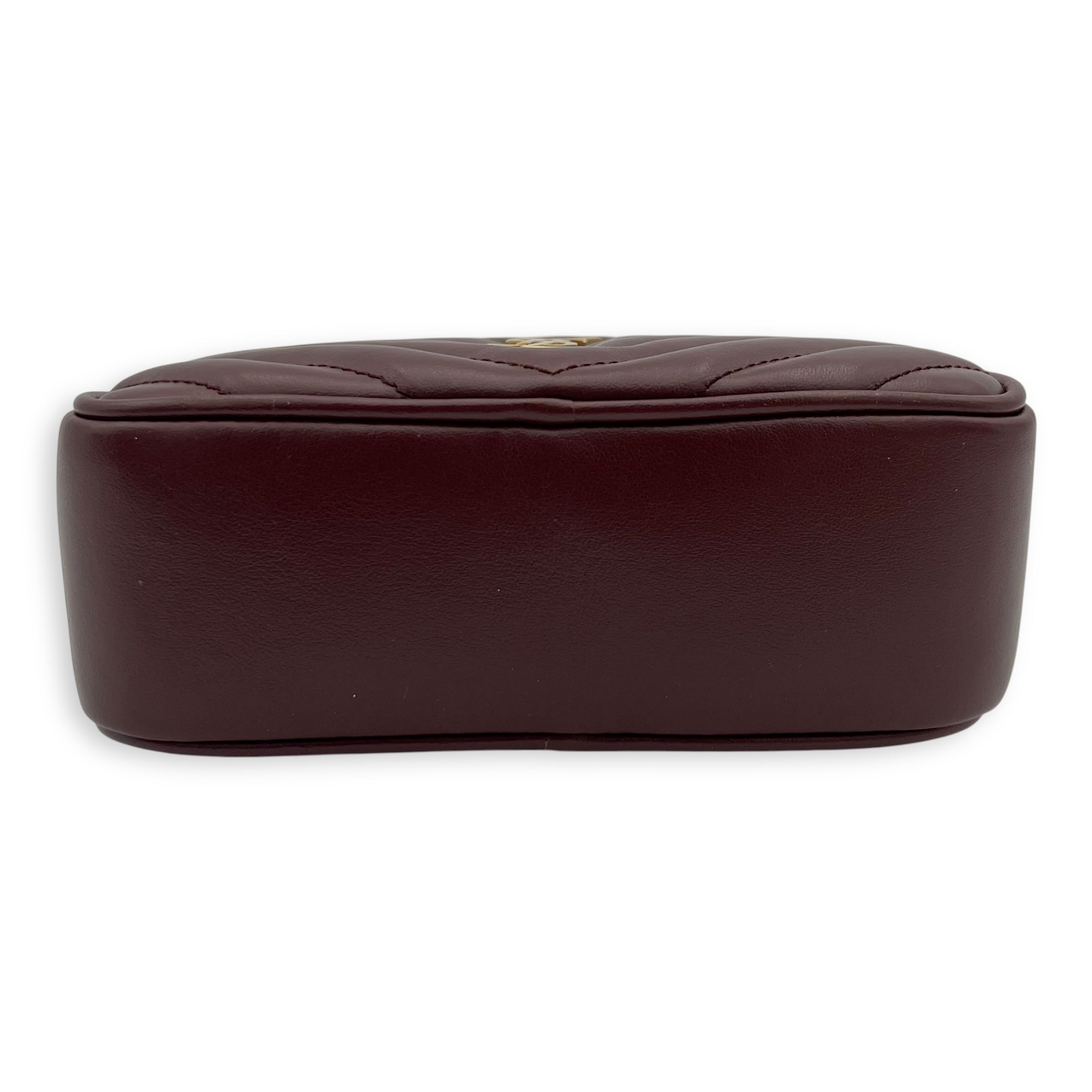 Camera Red Belt Bag in Calfskin, Gold hardware