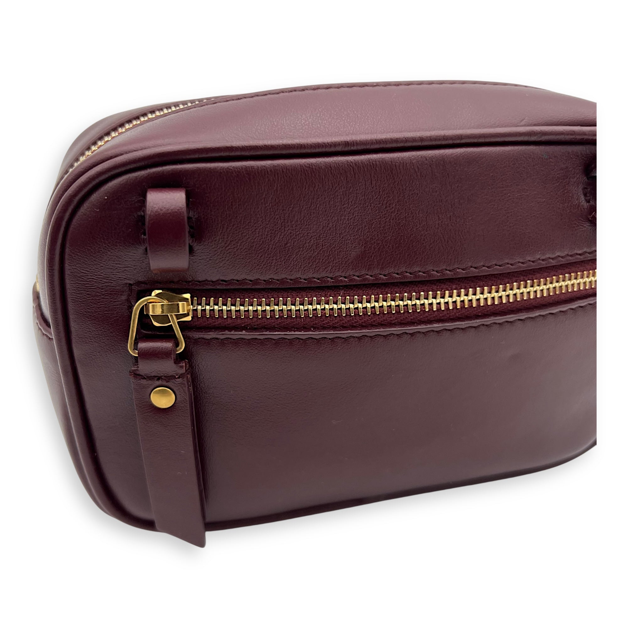 Camera Red Belt Bag in Calfskin, Gold hardware