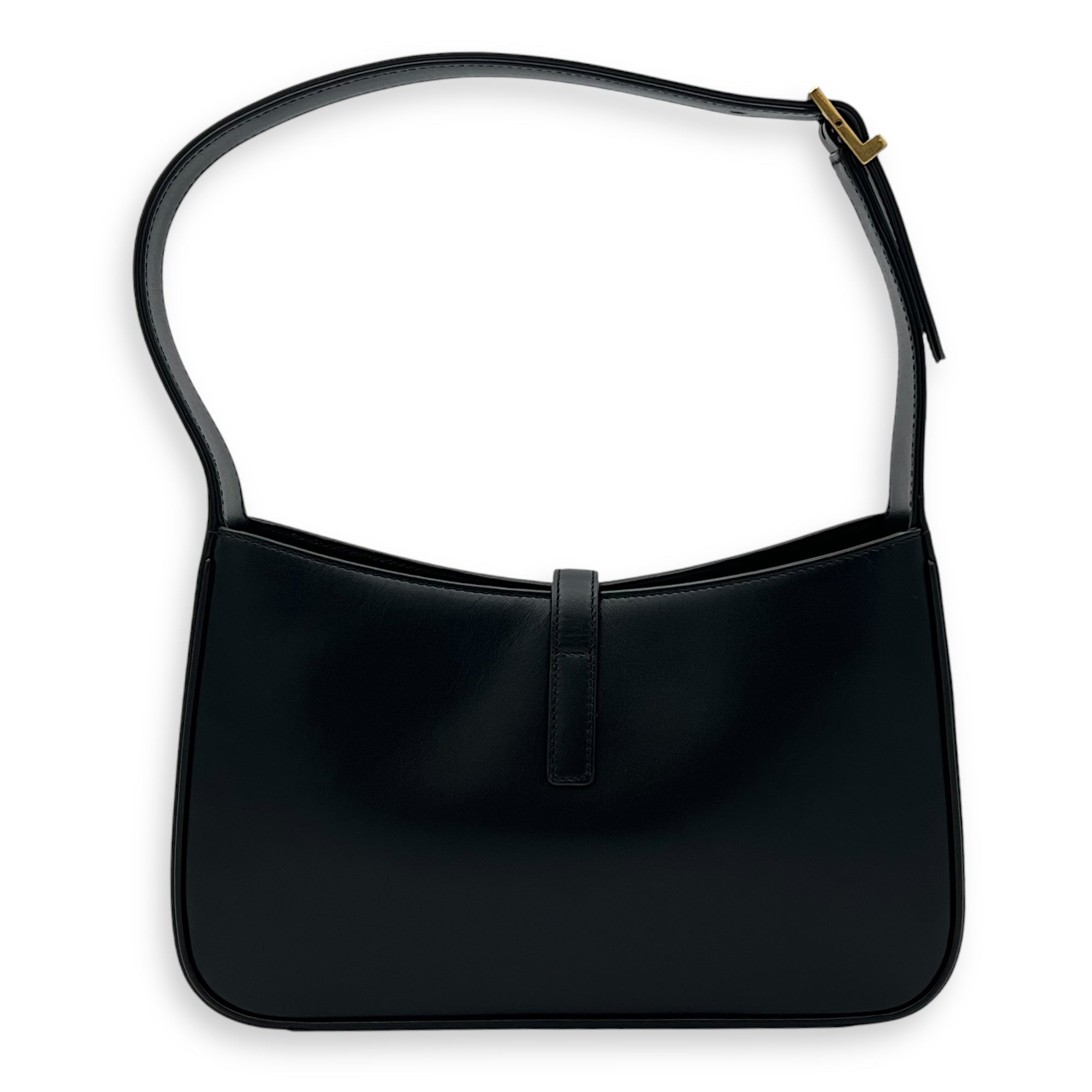 Le 5 A 7 Shoulder Bag Black in Calfskin, Gold hardware