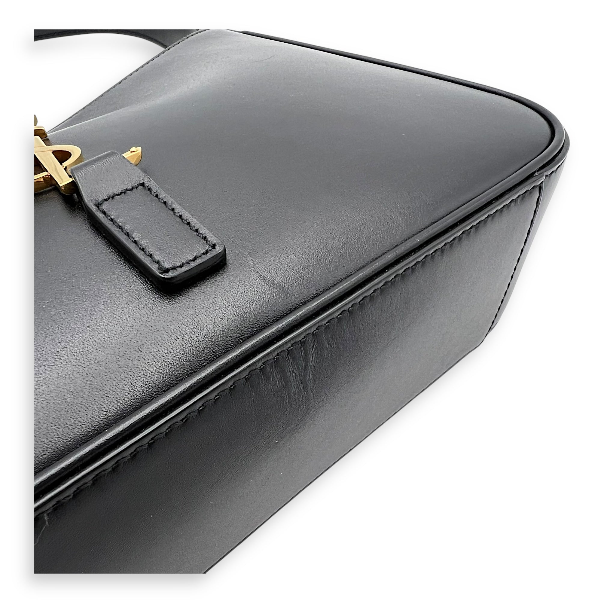 Le 5 A 7 Shoulder Bag Black in Calfskin, Gold hardware