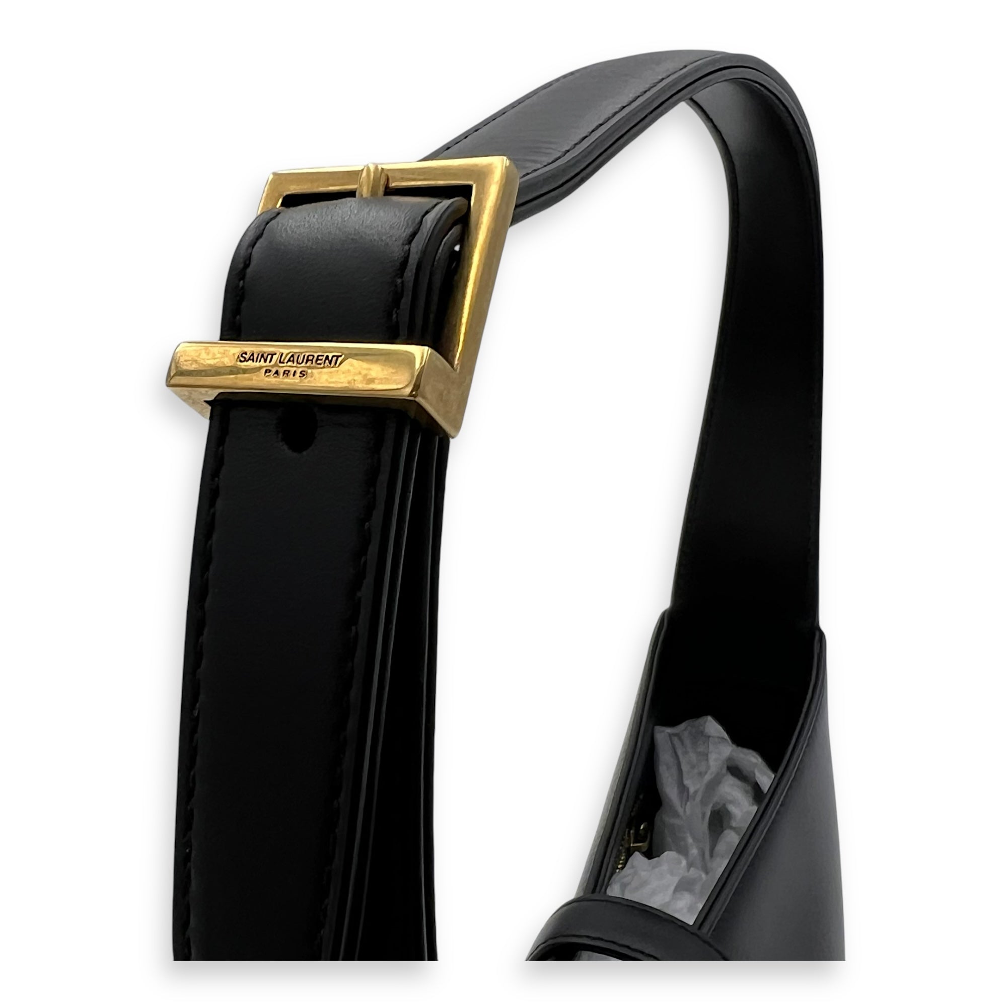 Le 5 A 7 Shoulder Bag Black in Calfskin, Gold hardware