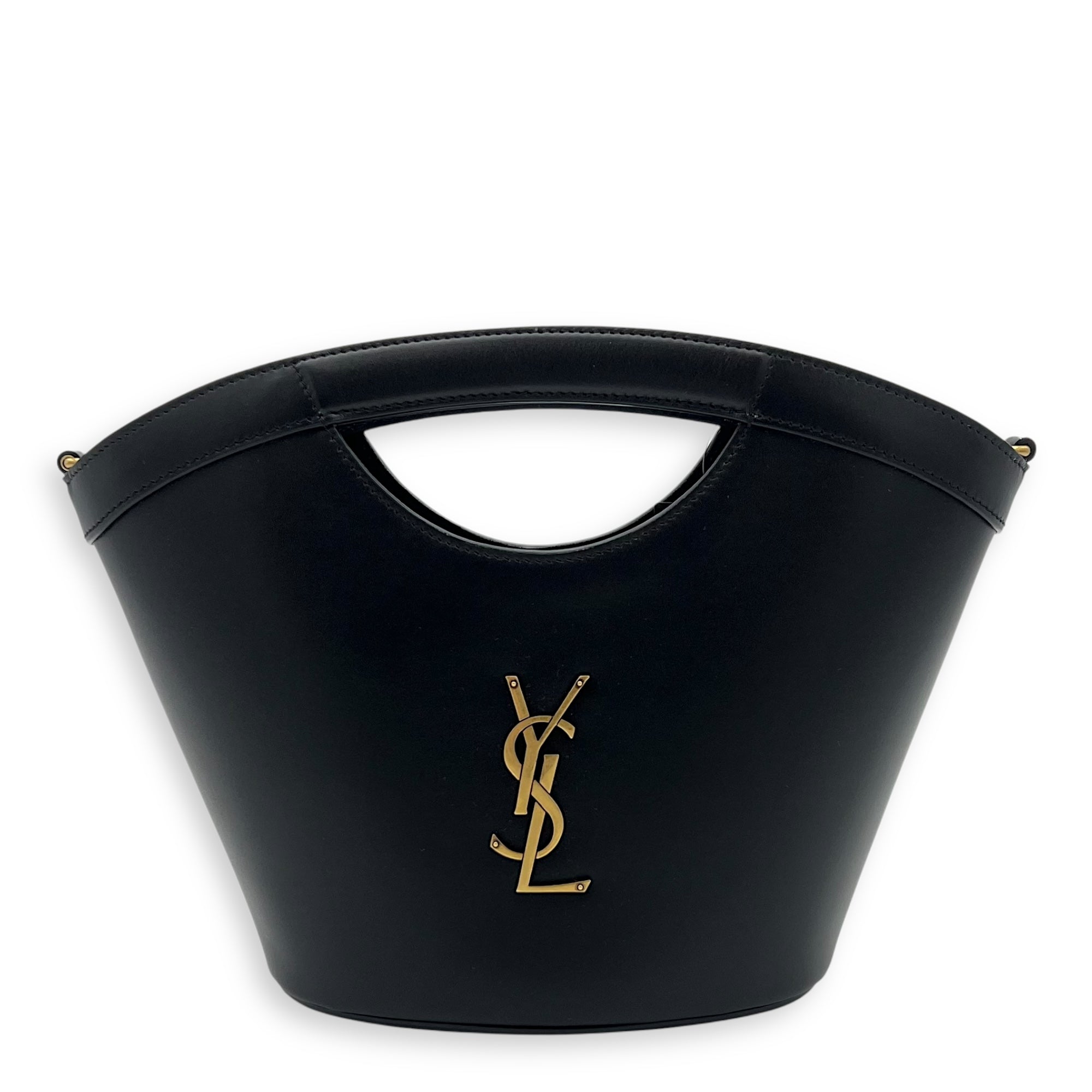 Celia Bucket Bag Black in Calfskin, Gold hardware