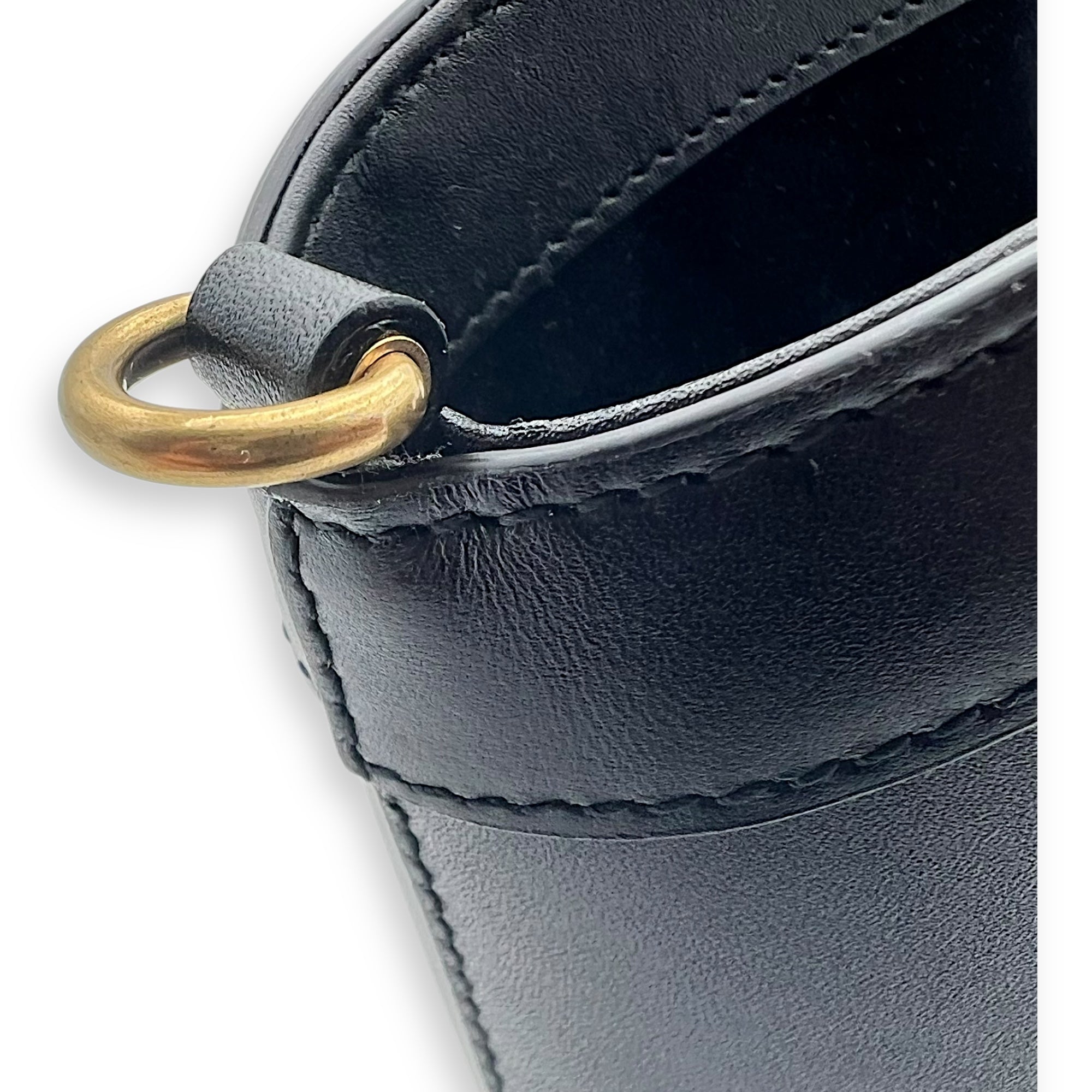 Celia Bucket Bag Black in Calfskin, Gold hardware