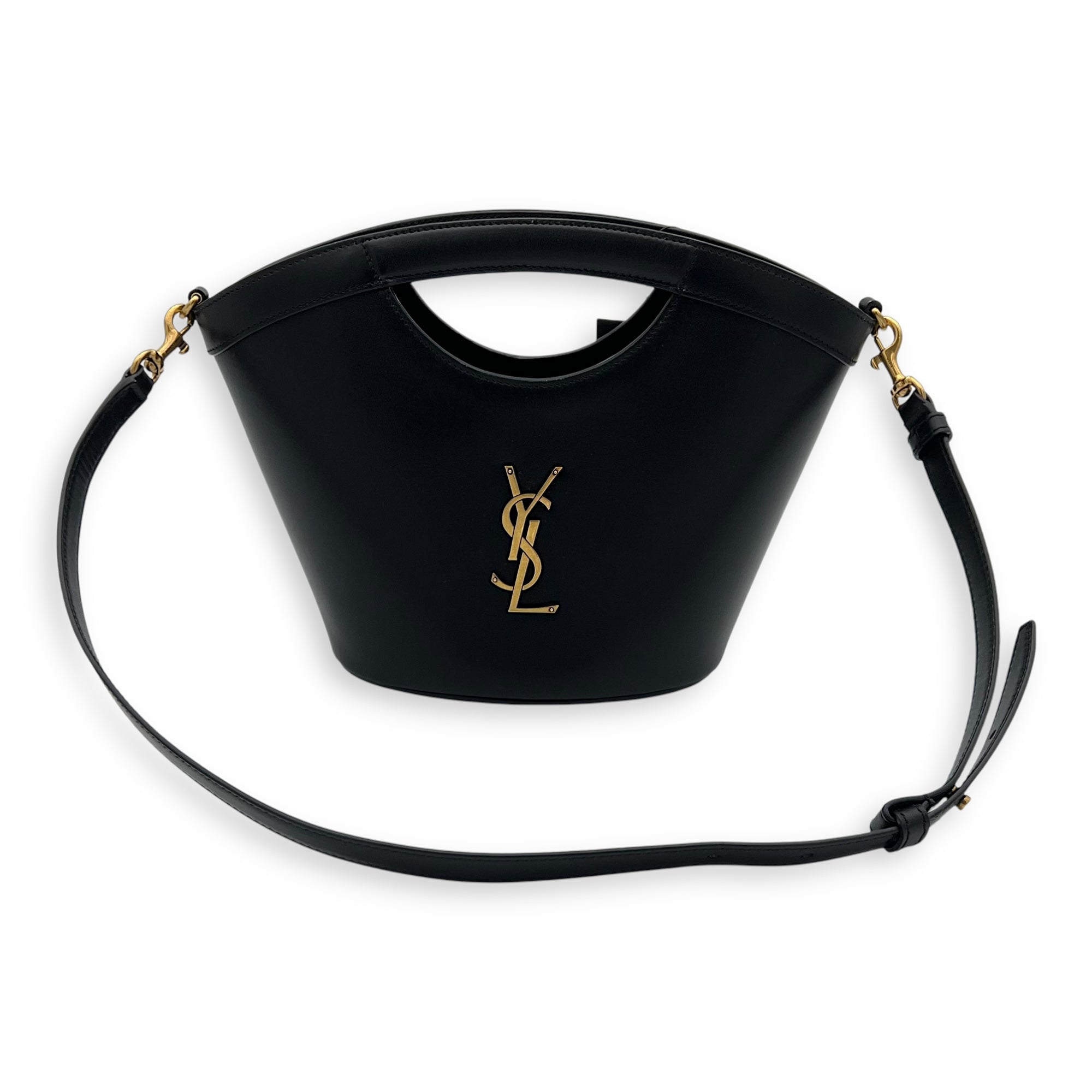 Celia Bucket Bag Black in Calfskin, Gold hardware